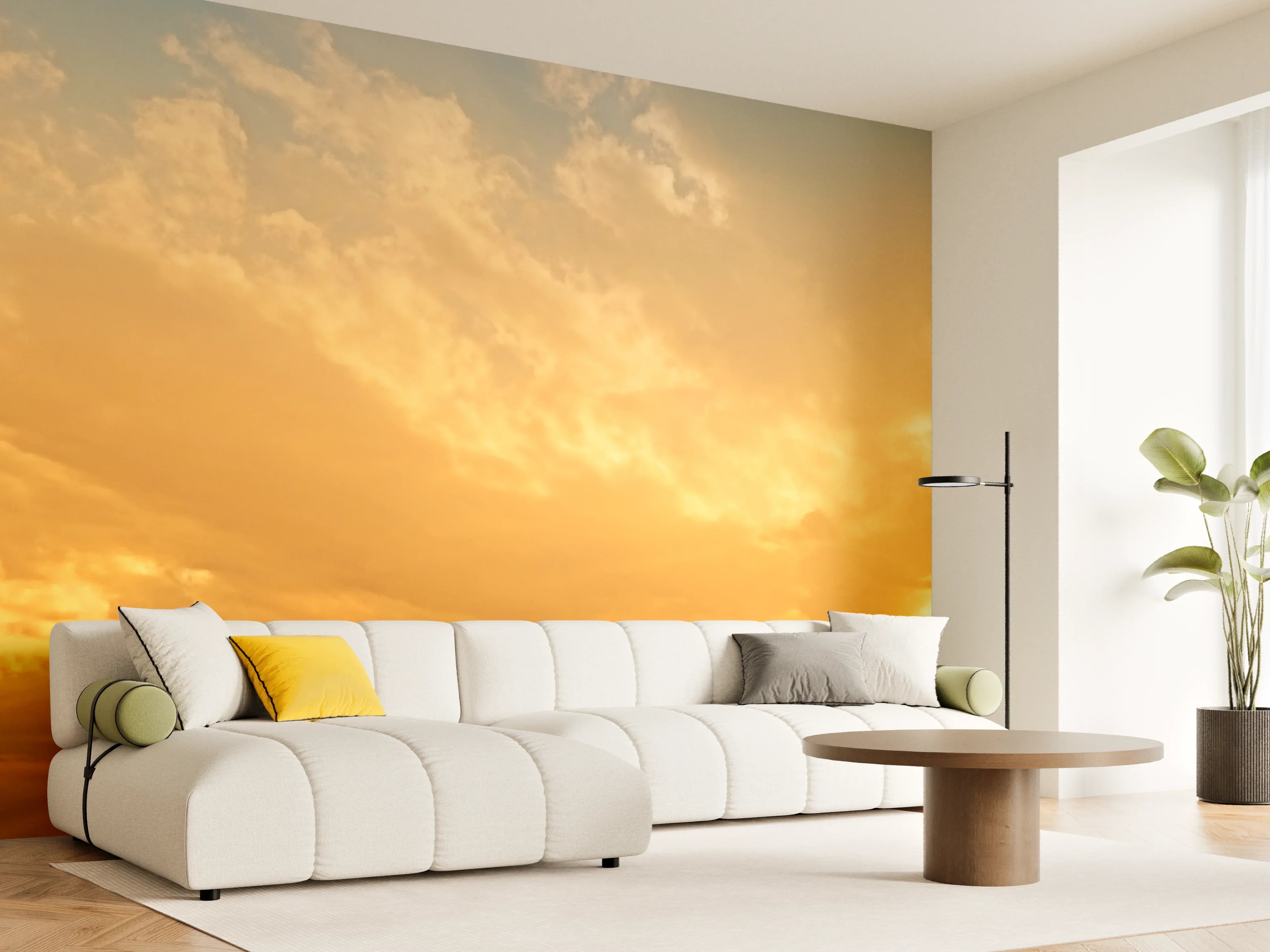 Wandverkleidung Wohnzimmer - Schöner Blick auf Sonnenuntergang