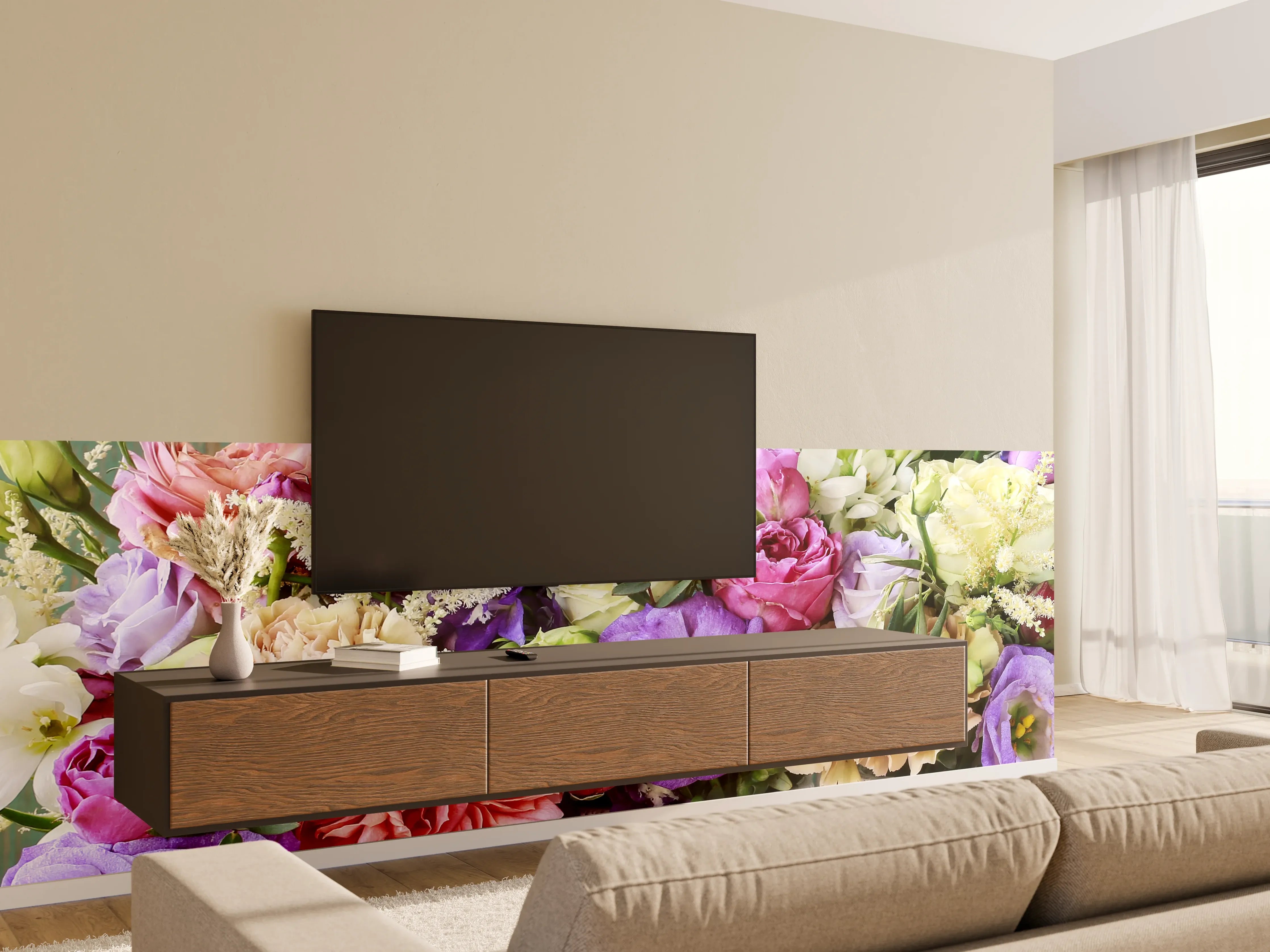 Wandverkleidung Wohnzimmer - Schöner Blumenstrauß