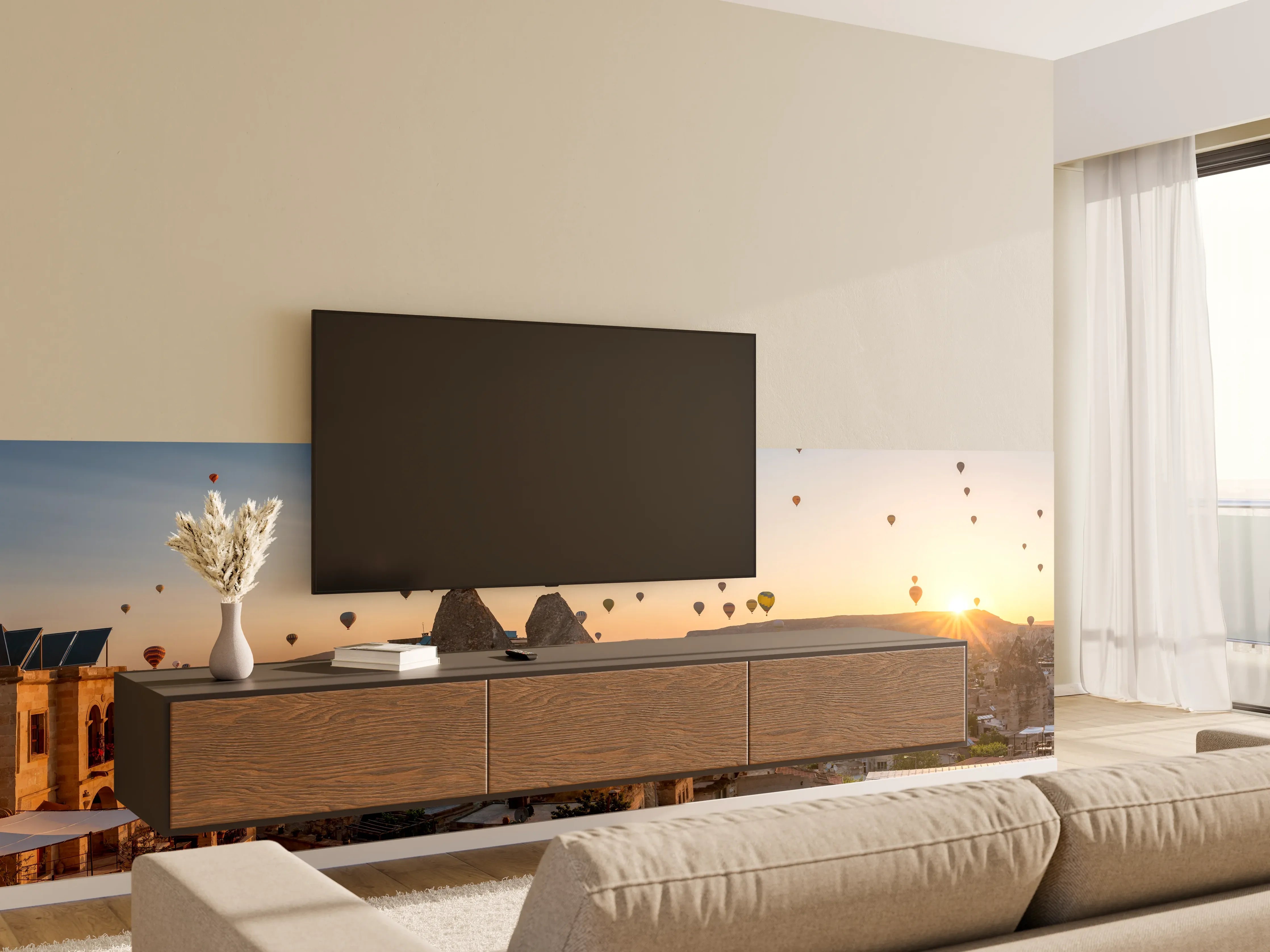 Wandverkleidung Wohnzimmer - Schöner Sonnenaufgang - Kappadokien, Türkei