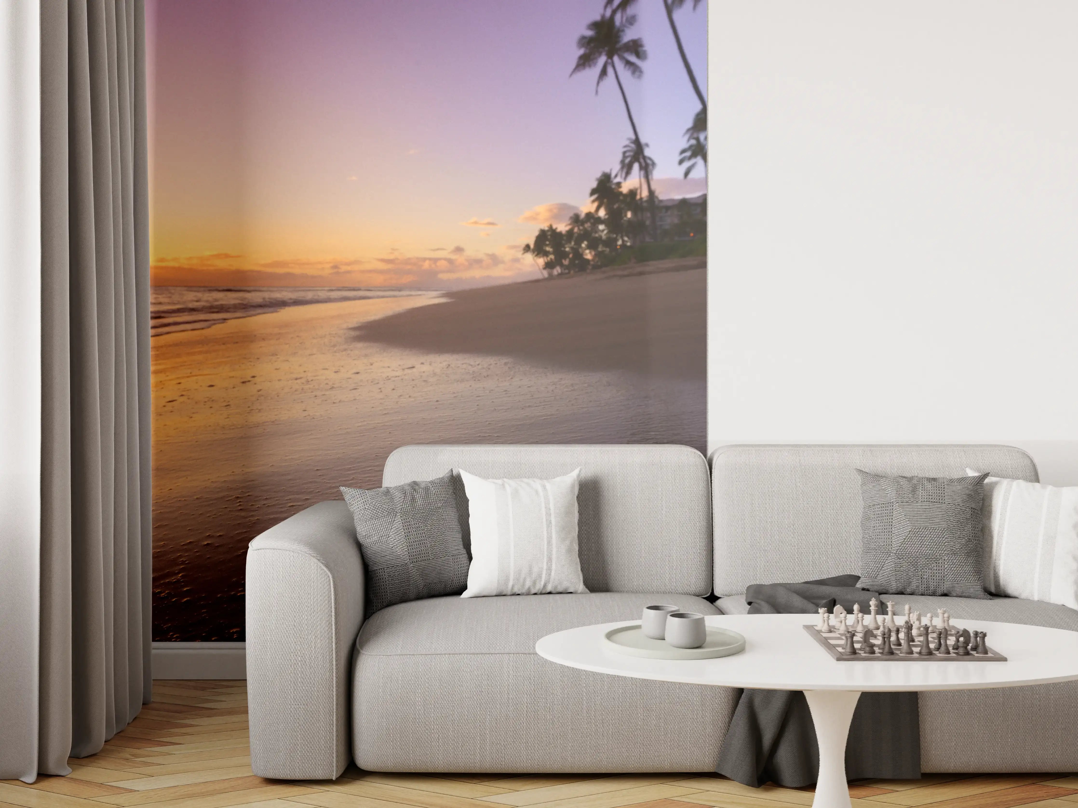 Wandverkleidung Wohnzimmer - Schöner Sonnenuntergang am Strand von Hawaii