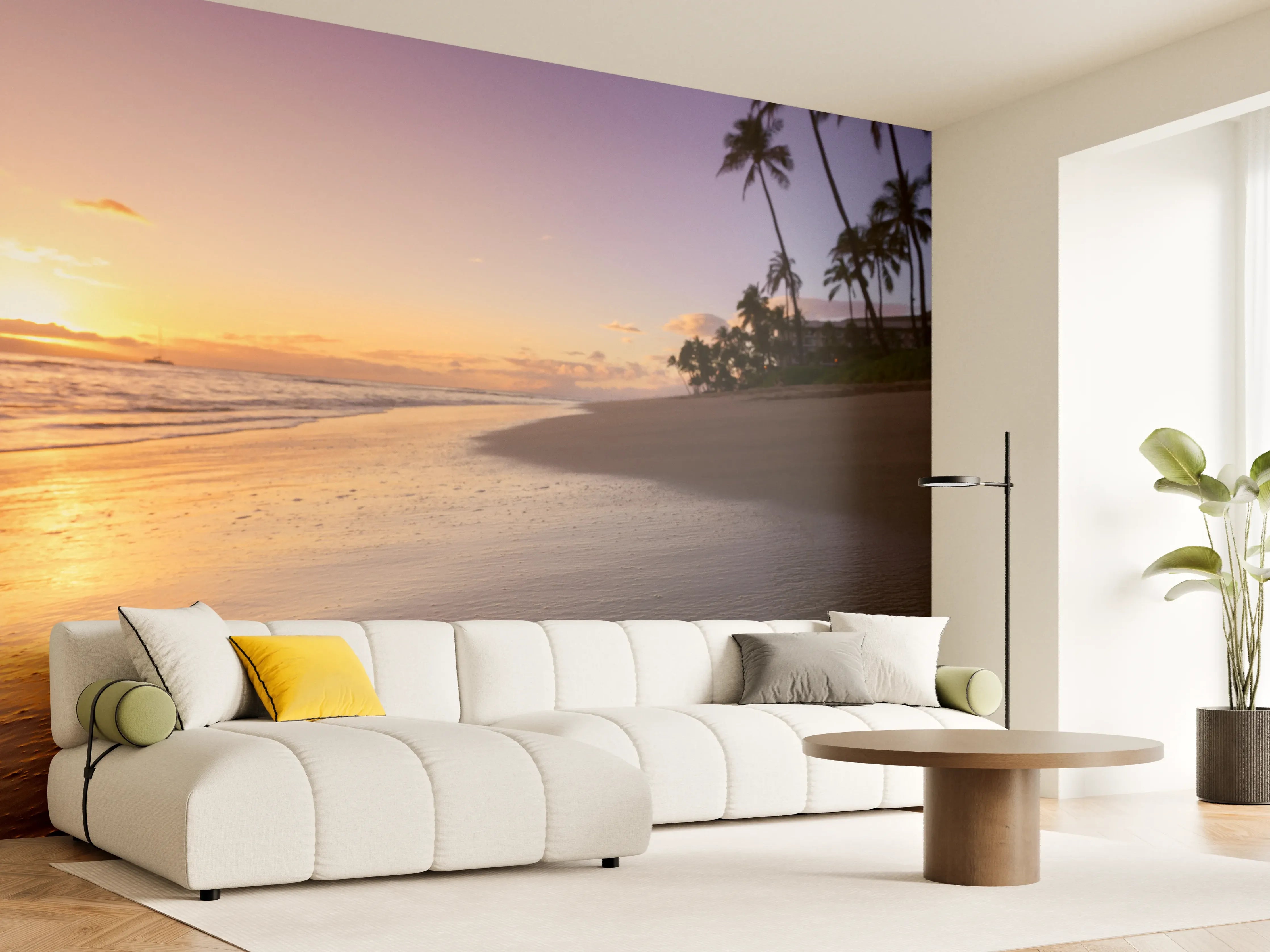 Wandverkleidung Wohnzimmer - Schöner Sonnenuntergang am Strand von Hawaii