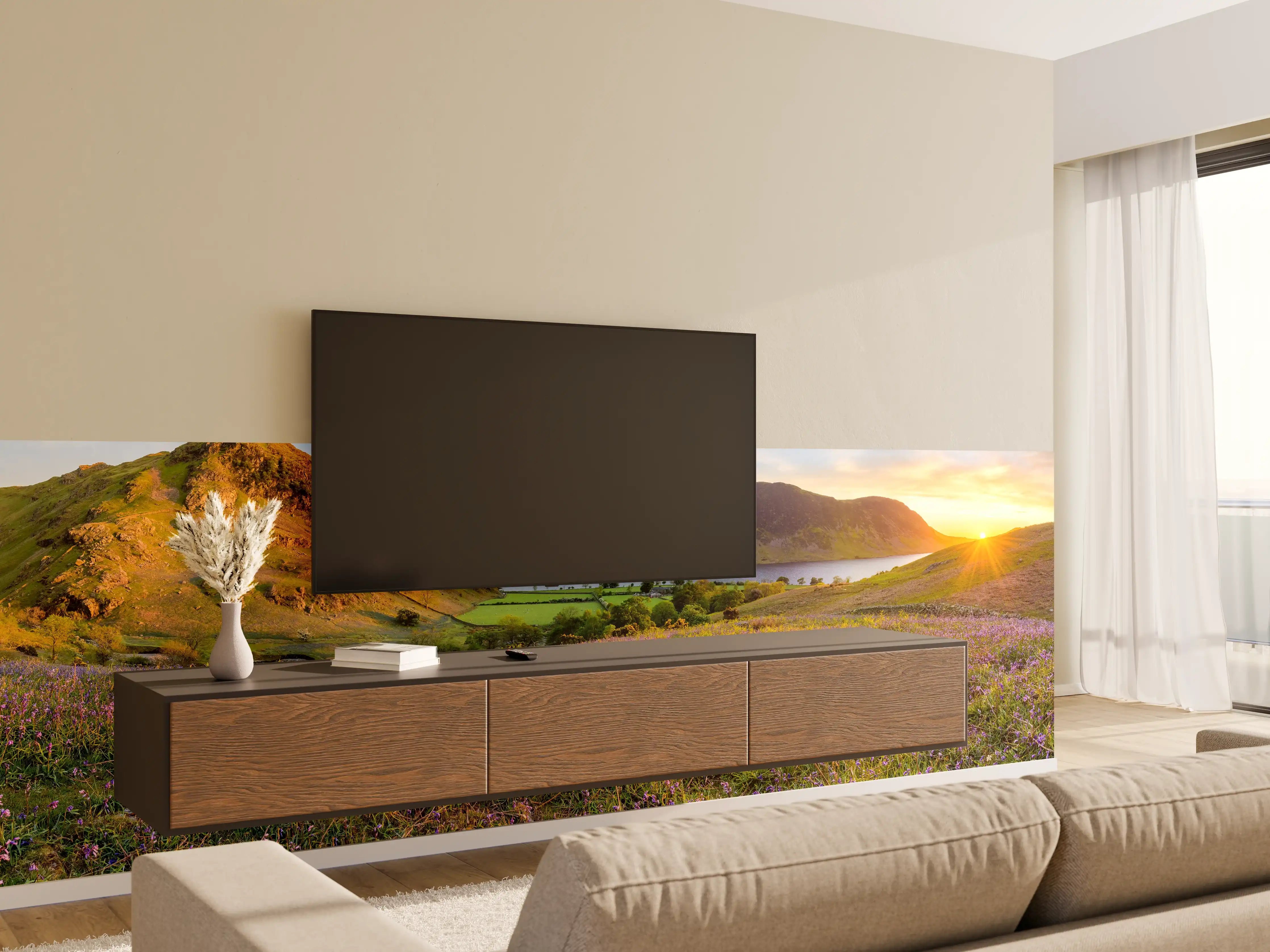 Wandverkleidung Wohnzimmer - Schöner Sonnenuntergang bei Rannerdale Knots