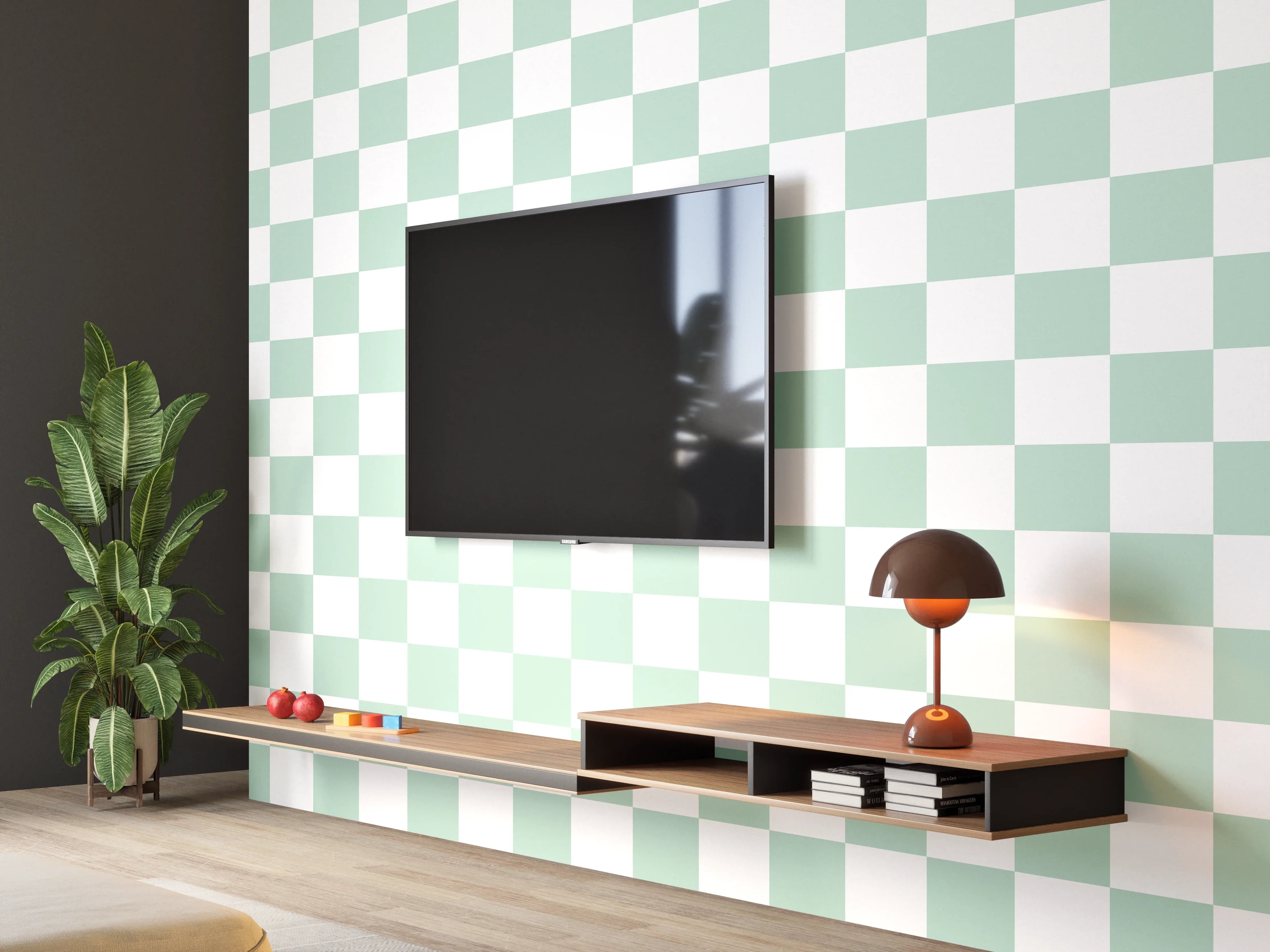 Wandverkleidung Wohnzimmer - Schönes Checkered Muster in Pastell