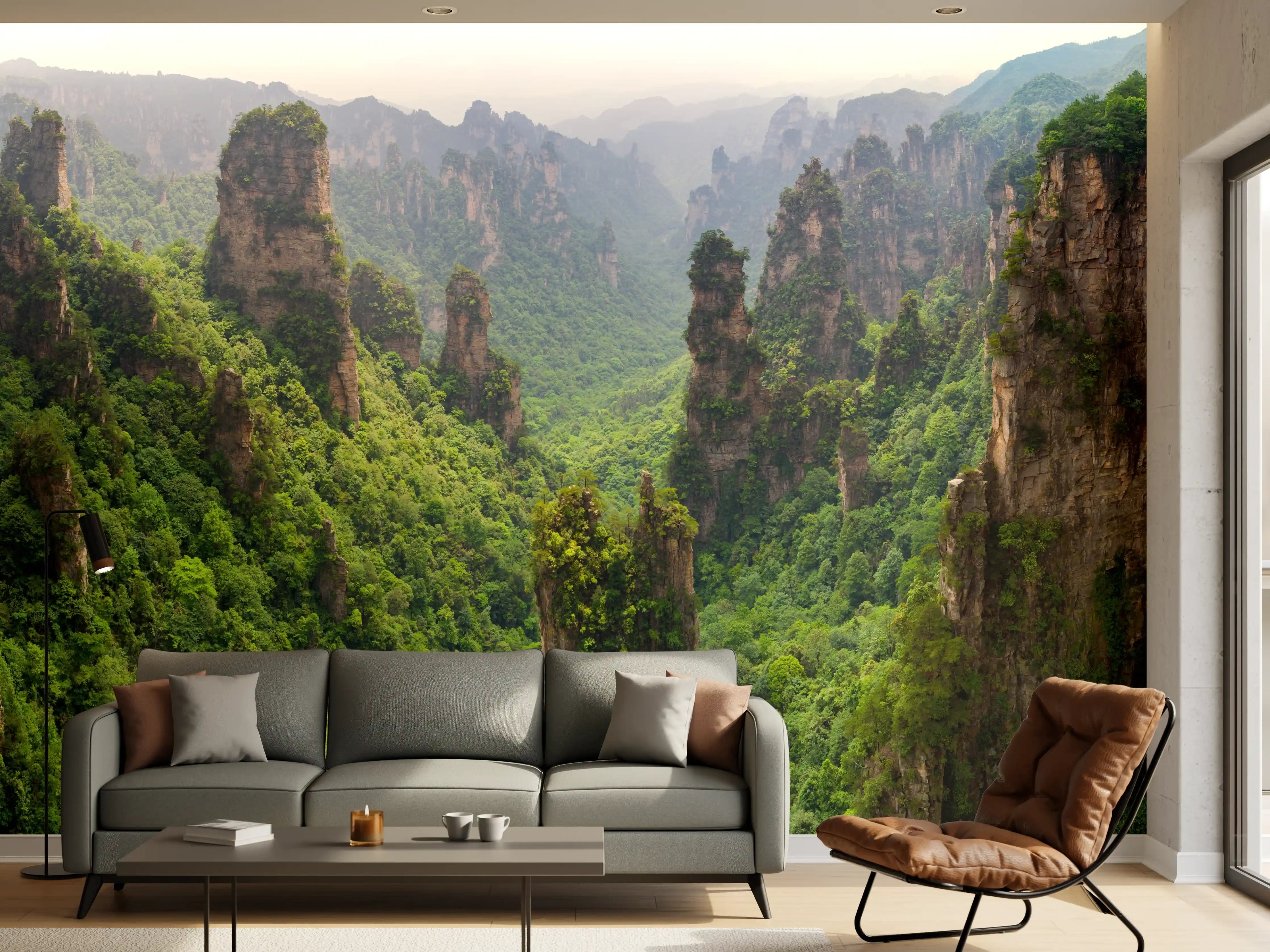 Wandverkleidung Wohnzimmer - Schönes Panorama der Karstberge