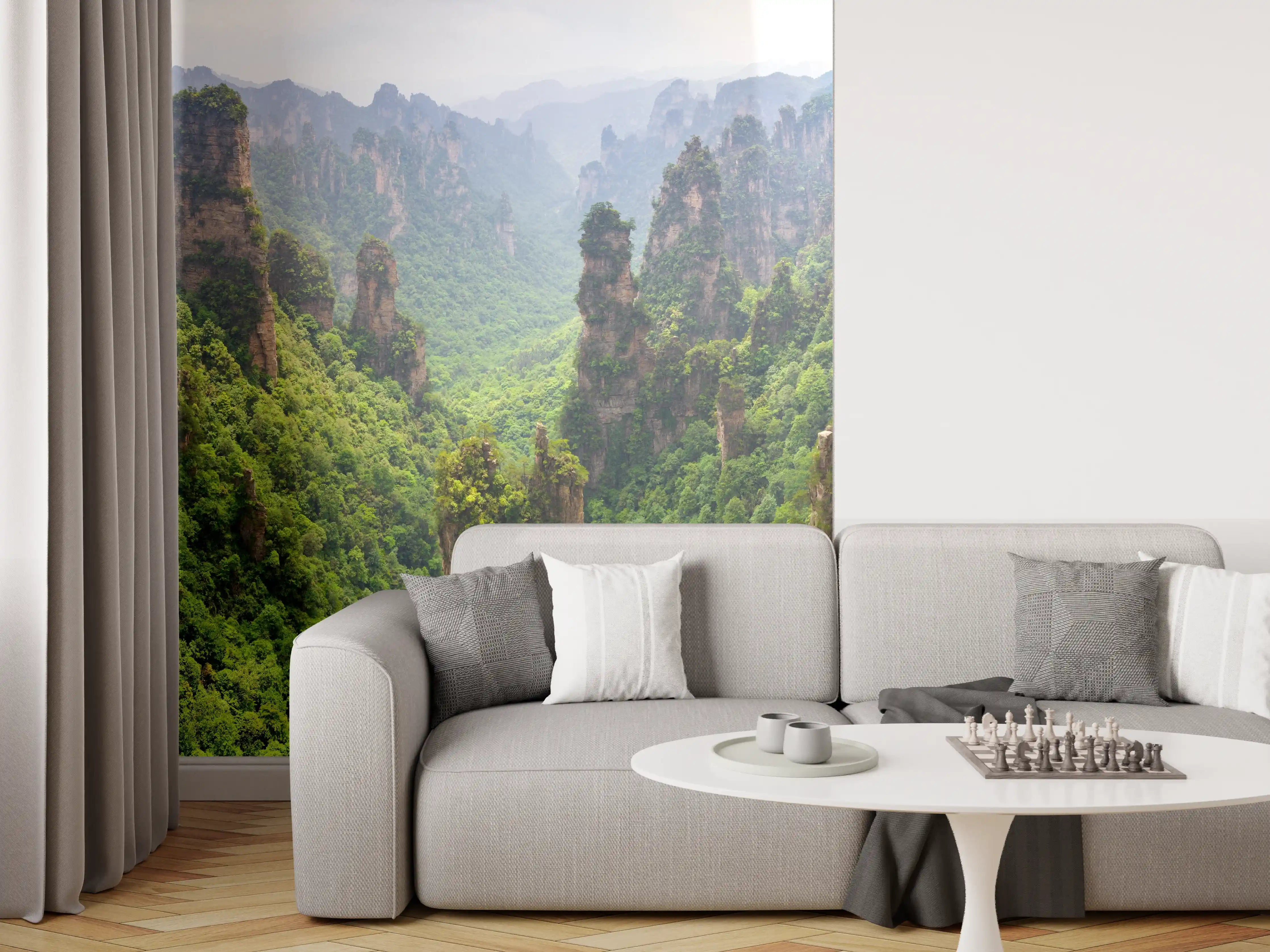 Wandverkleidung Wohnzimmer - Schönes Panorama der Karstberge