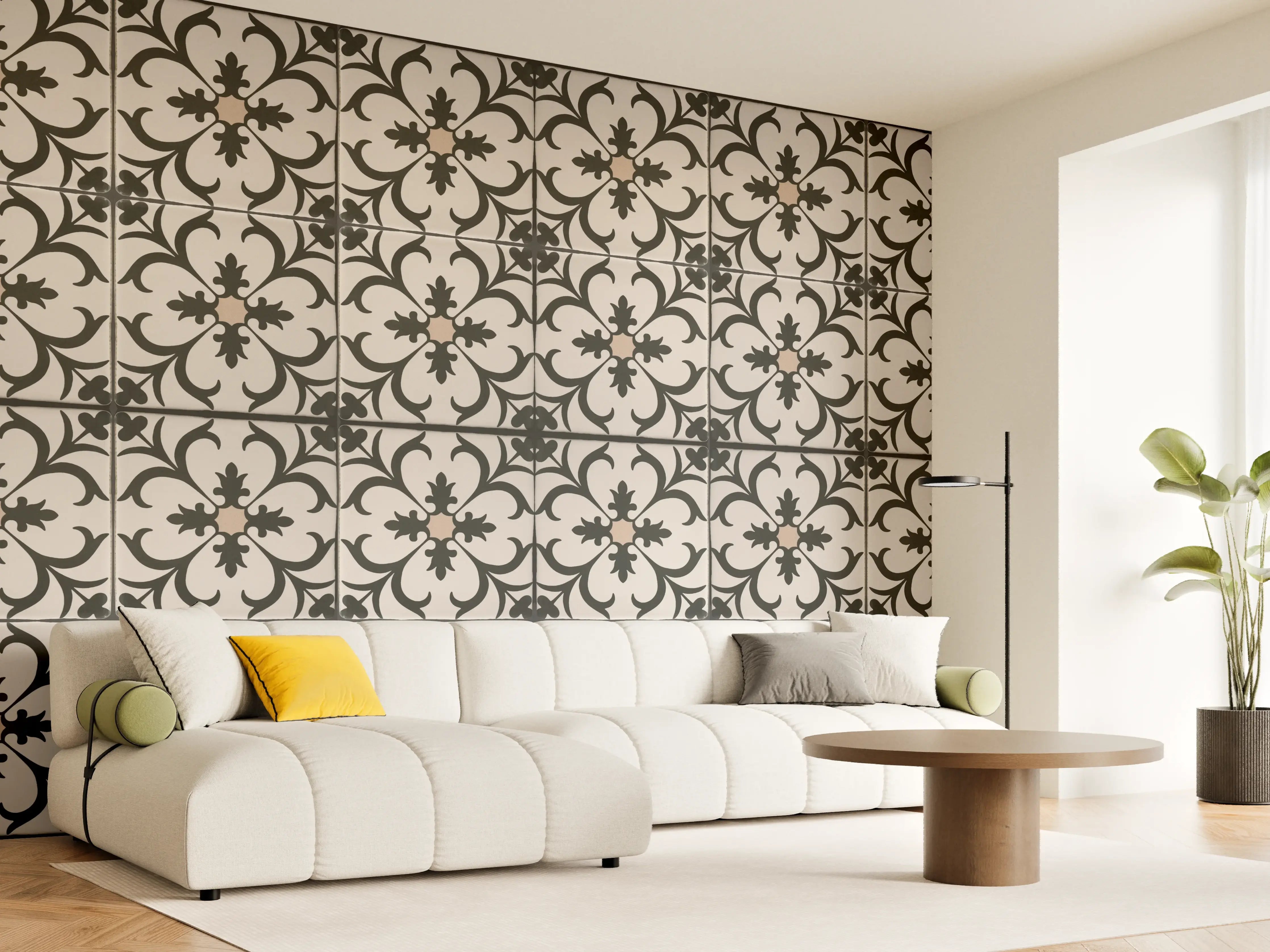 Wandverkleidung Wohnzimmer - Schwarz Braun Vintage Mosaik