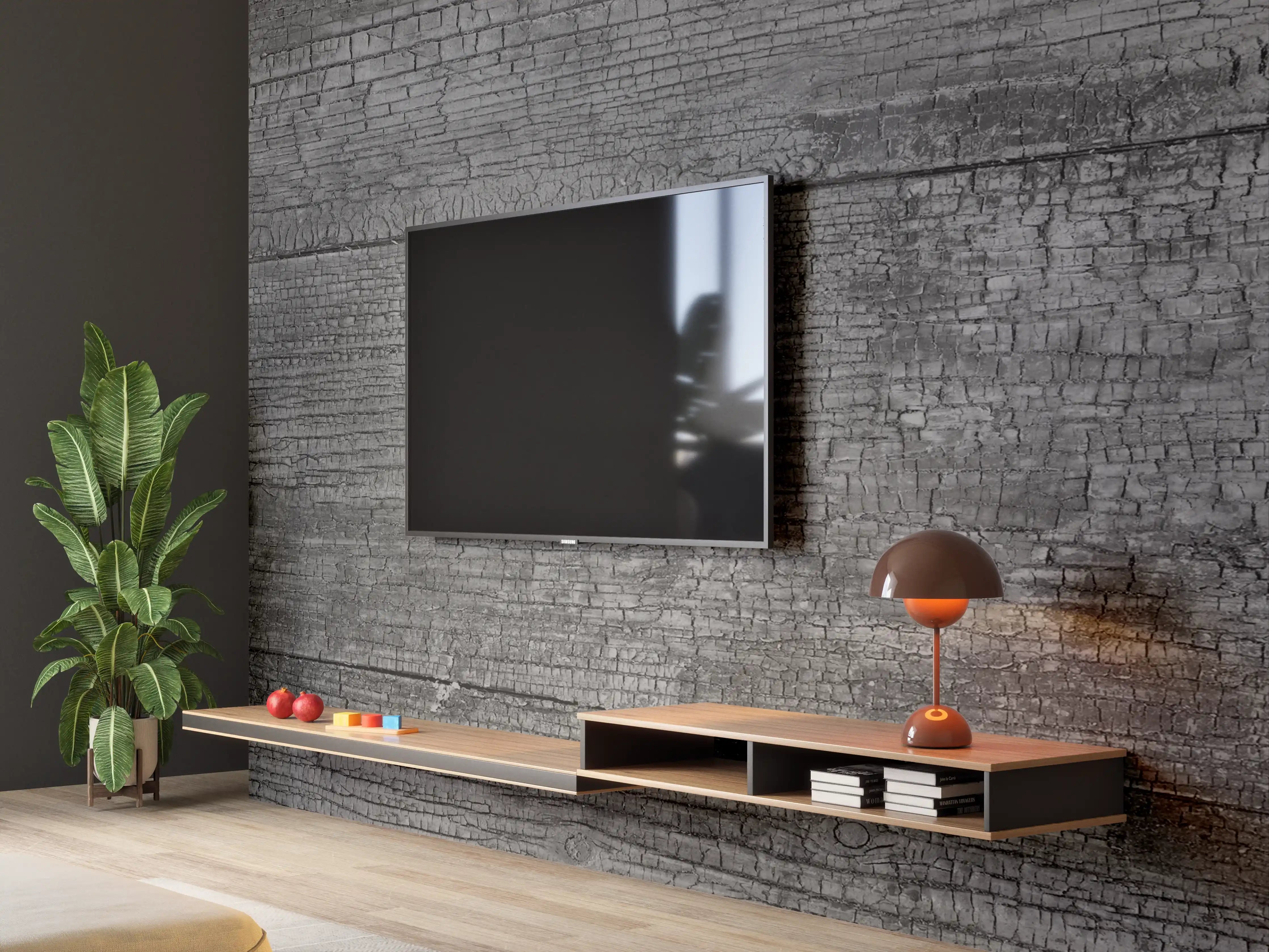Wandverkleidung Wohnzimmer - Schwarz-Graue Holztextur