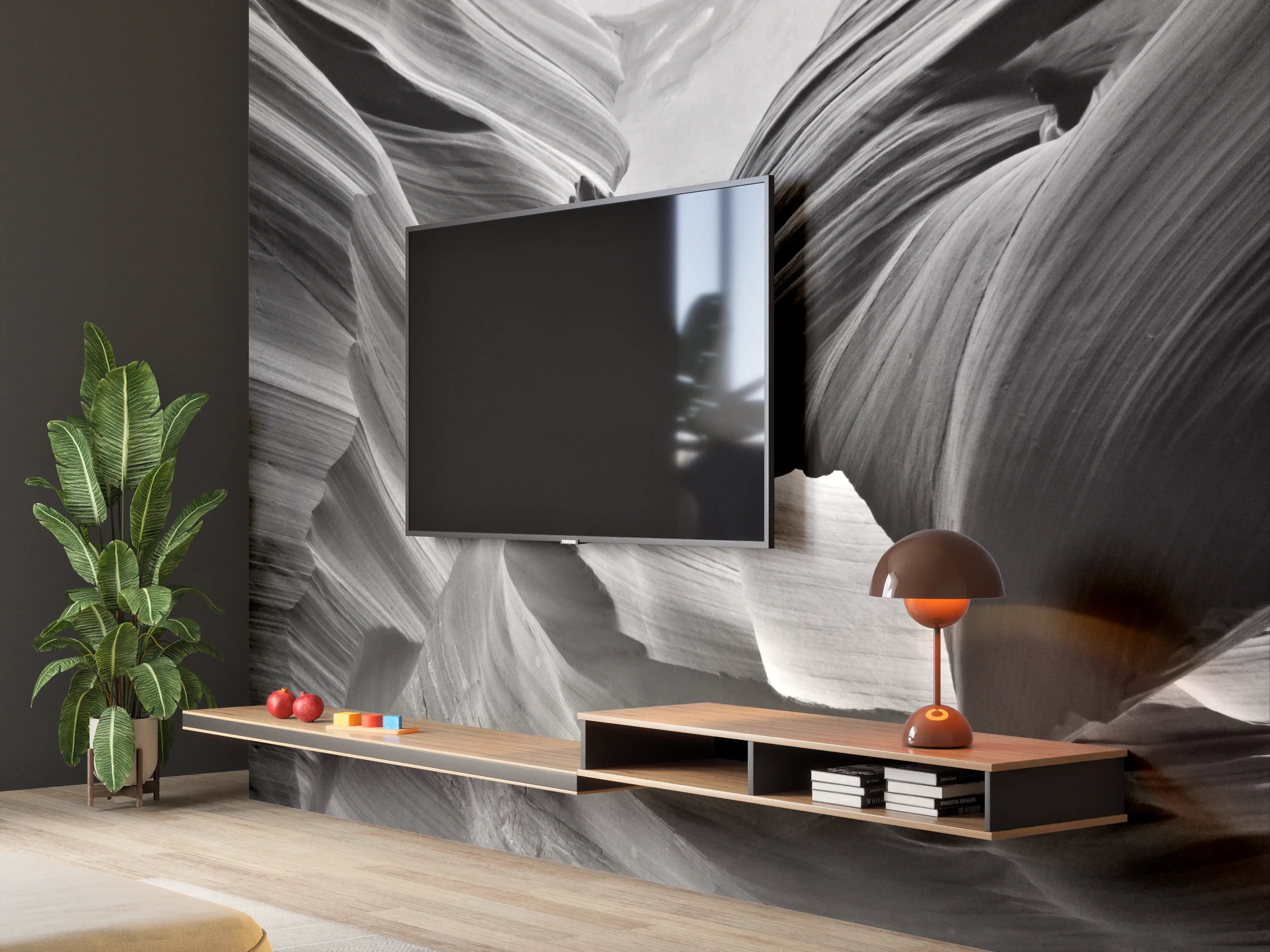 Wandverkleidung Wohnzimmer - Schwarz-Weiß-Slot Canyon Fotografie