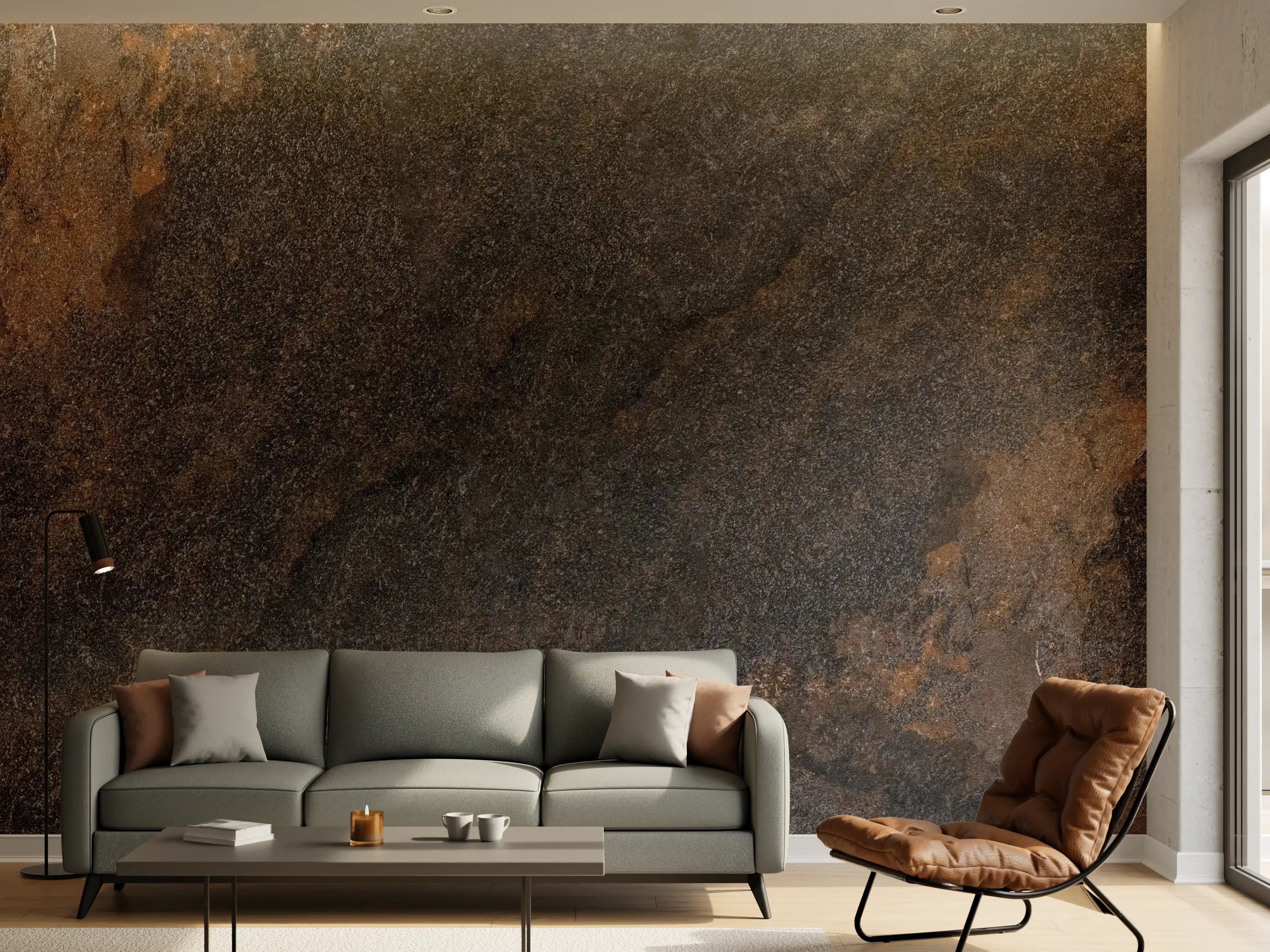 Wandverkleidung Wohnzimmer - Schwarz braun rostigen Stein Fliesen