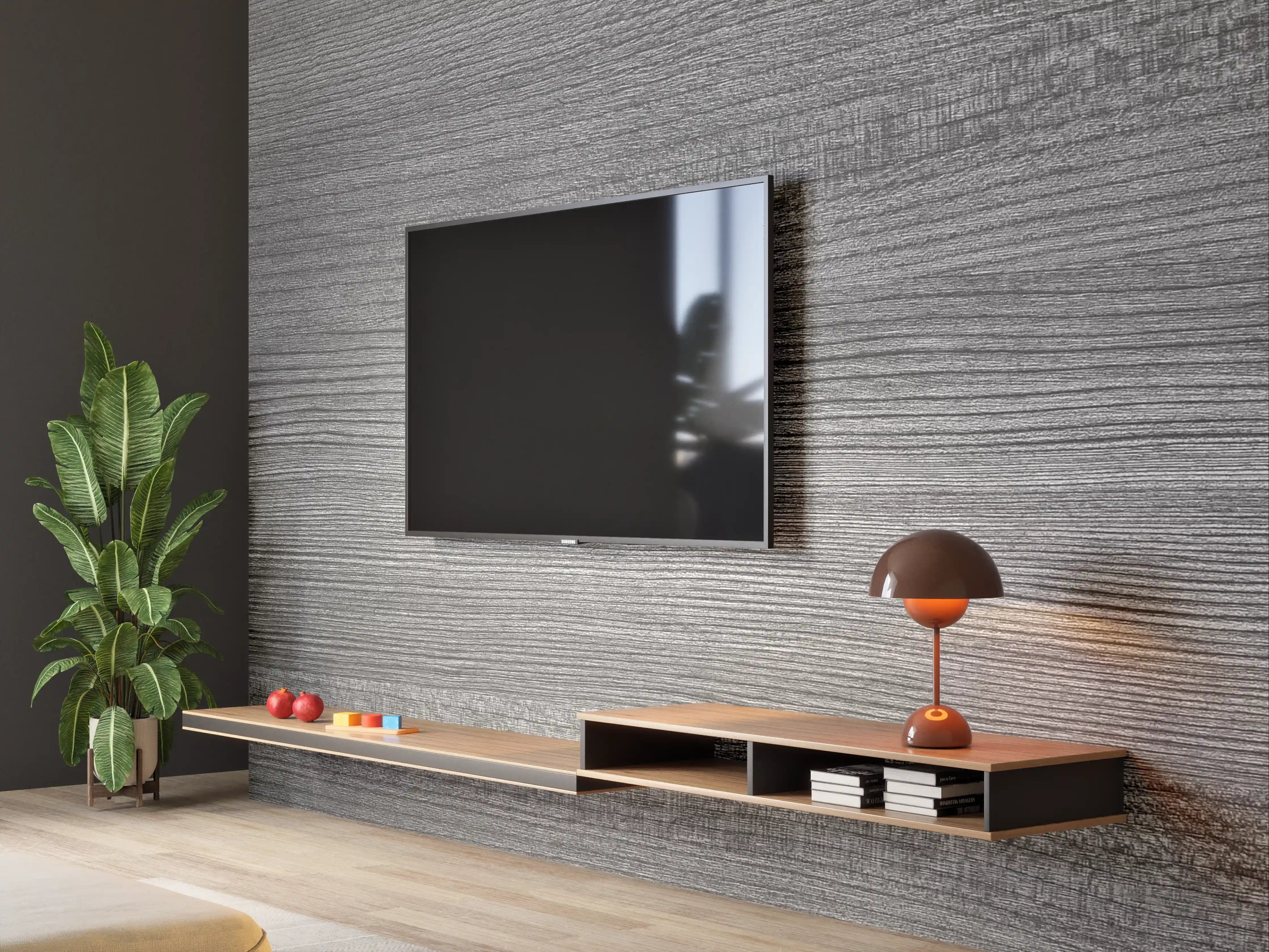 Wandverkleidung Wohnzimmer - Schwarze Holzoptik mit feiner Maserung