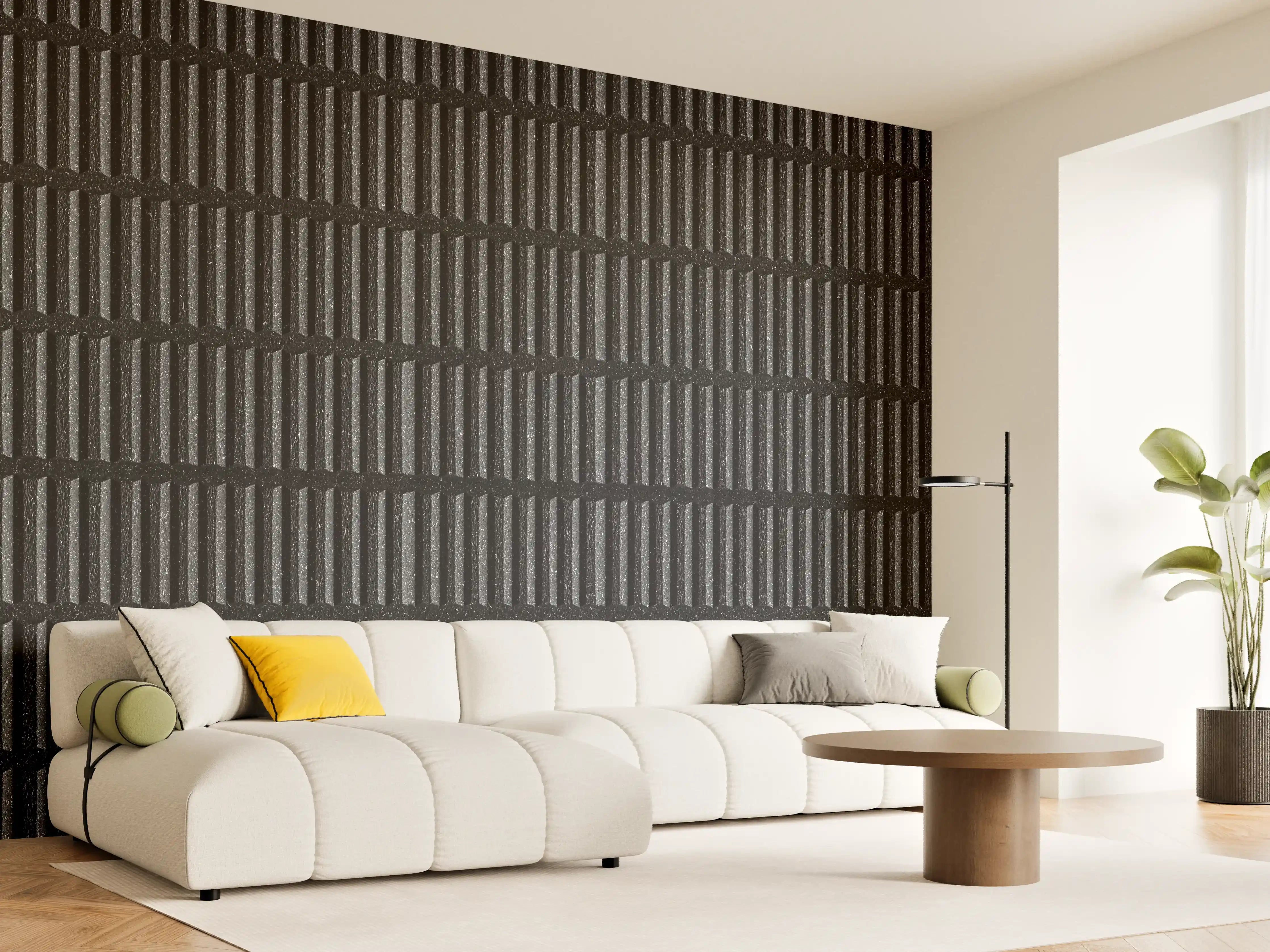 Wandverkleidung Wohnzimmer - Schwarze Stein Ziegel Textur