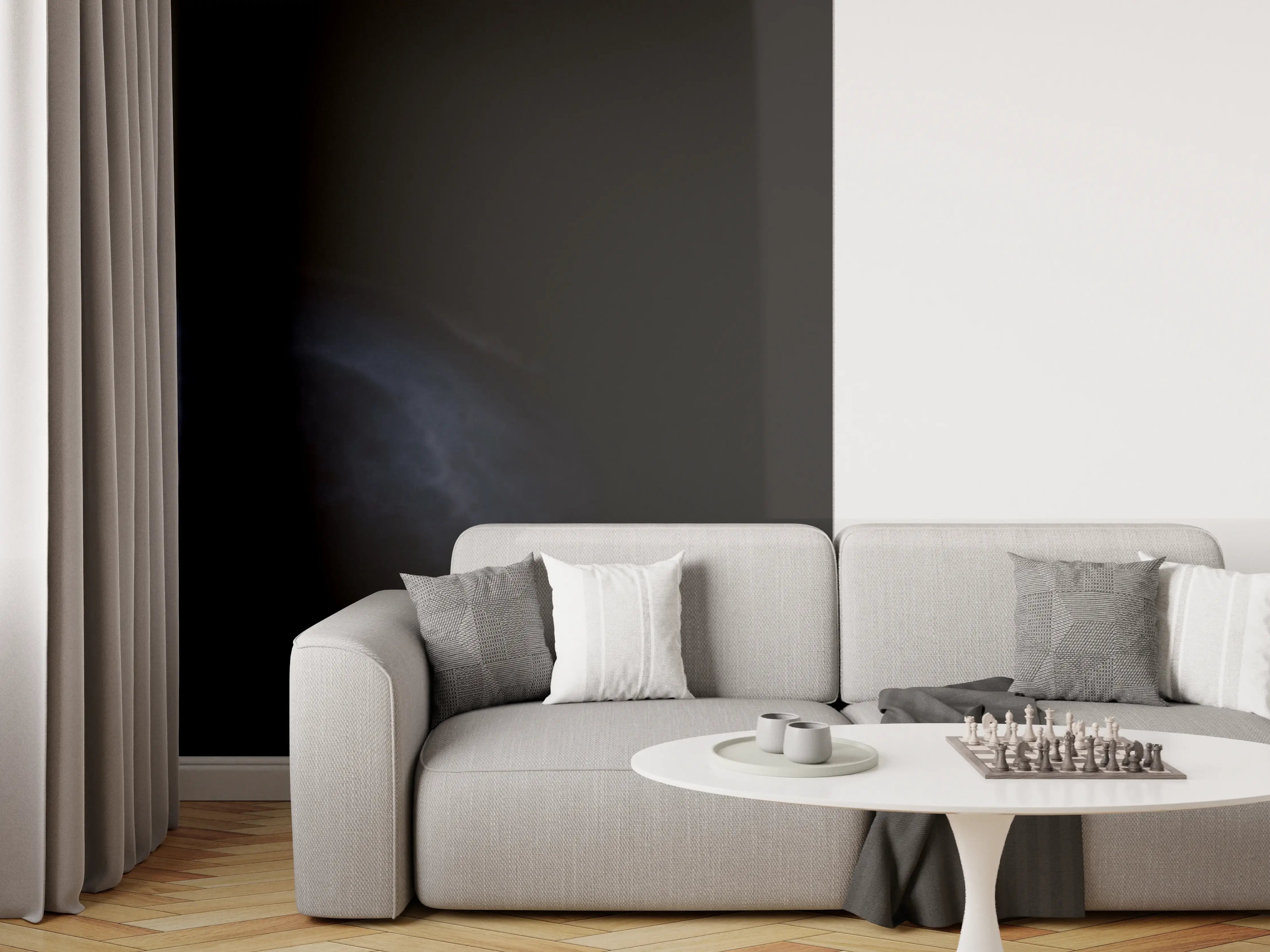 Wandverkleidung Wohnzimmer - Schwarzen Panther mit schwarzem Hintergrund