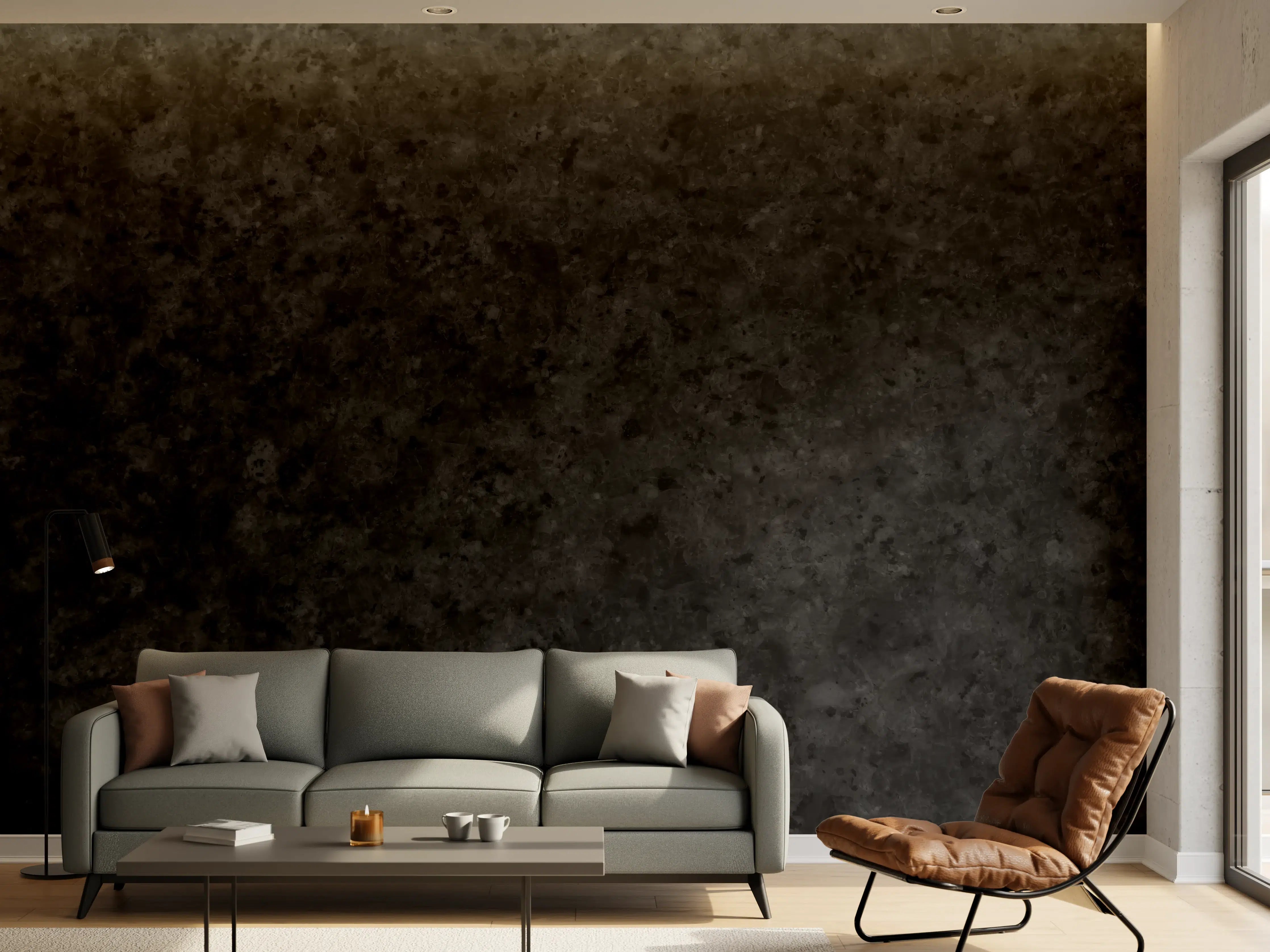 Wandverkleidung Wohnzimmer - Schwarzer Sandstein poliert