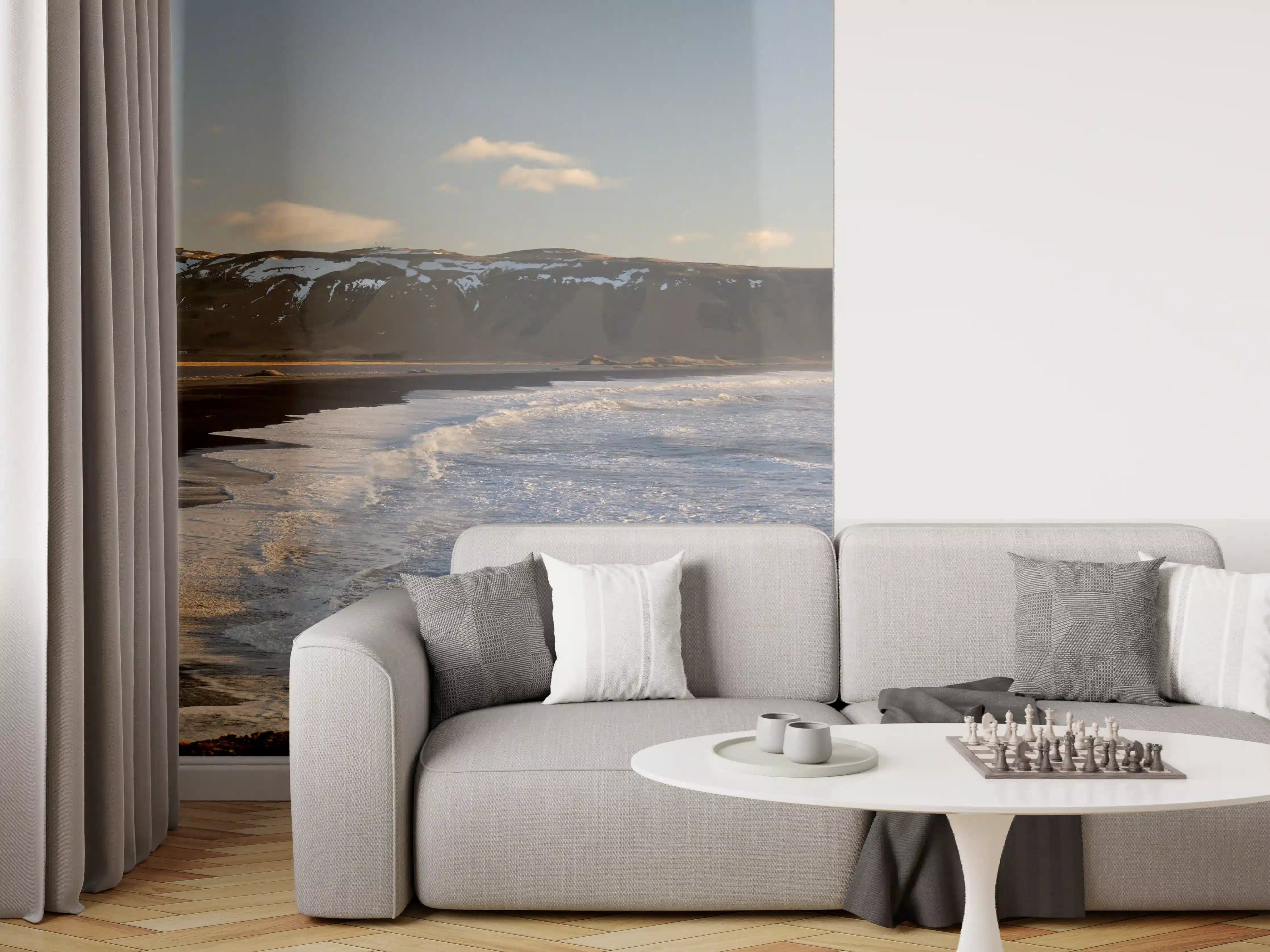 Wandverkleidung Wohnzimmer - Schwarzer Strand von Dyrholaey