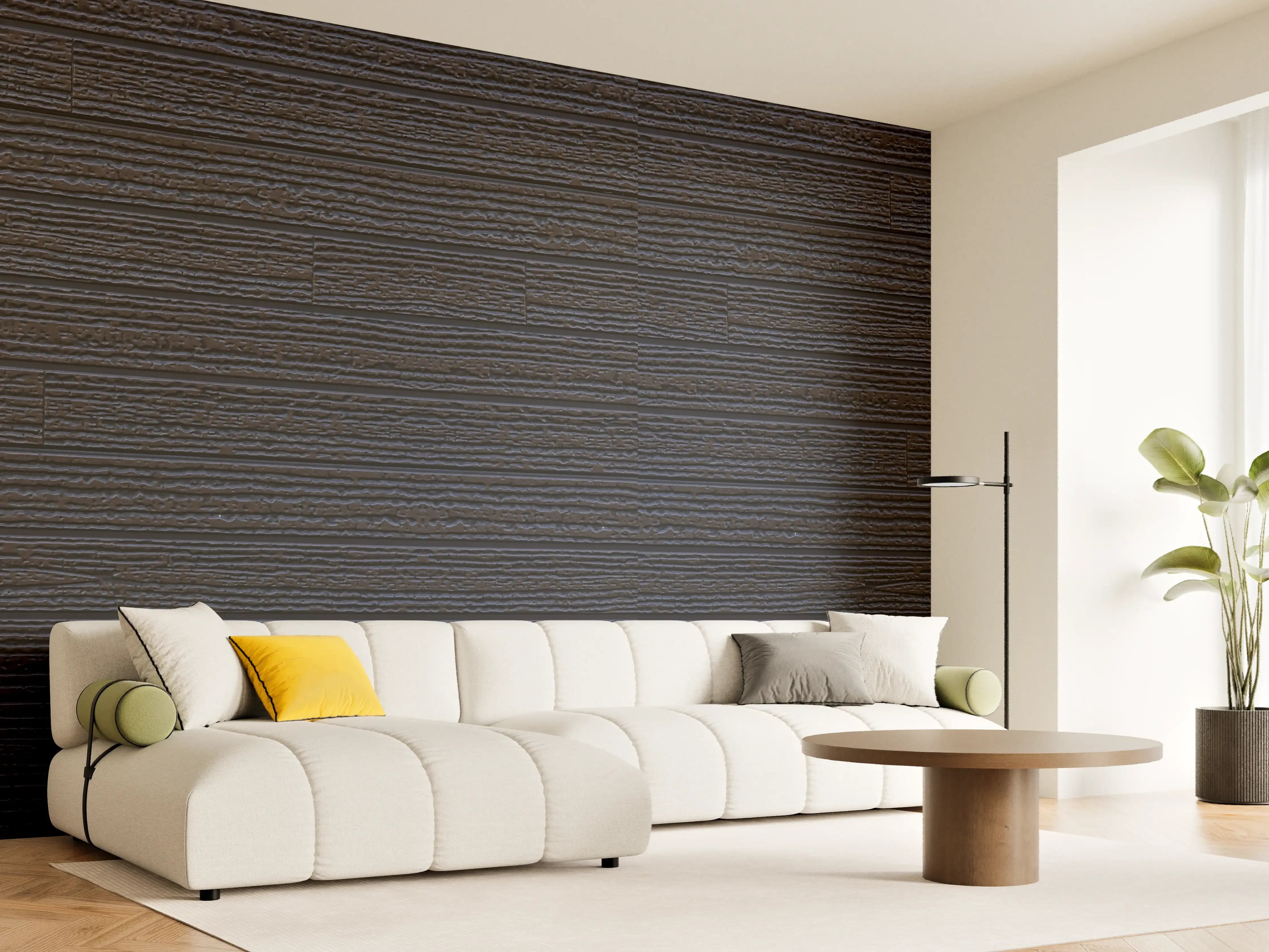 Wandverkleidung Wohnzimmer - Schwarzes Holz - Vintage