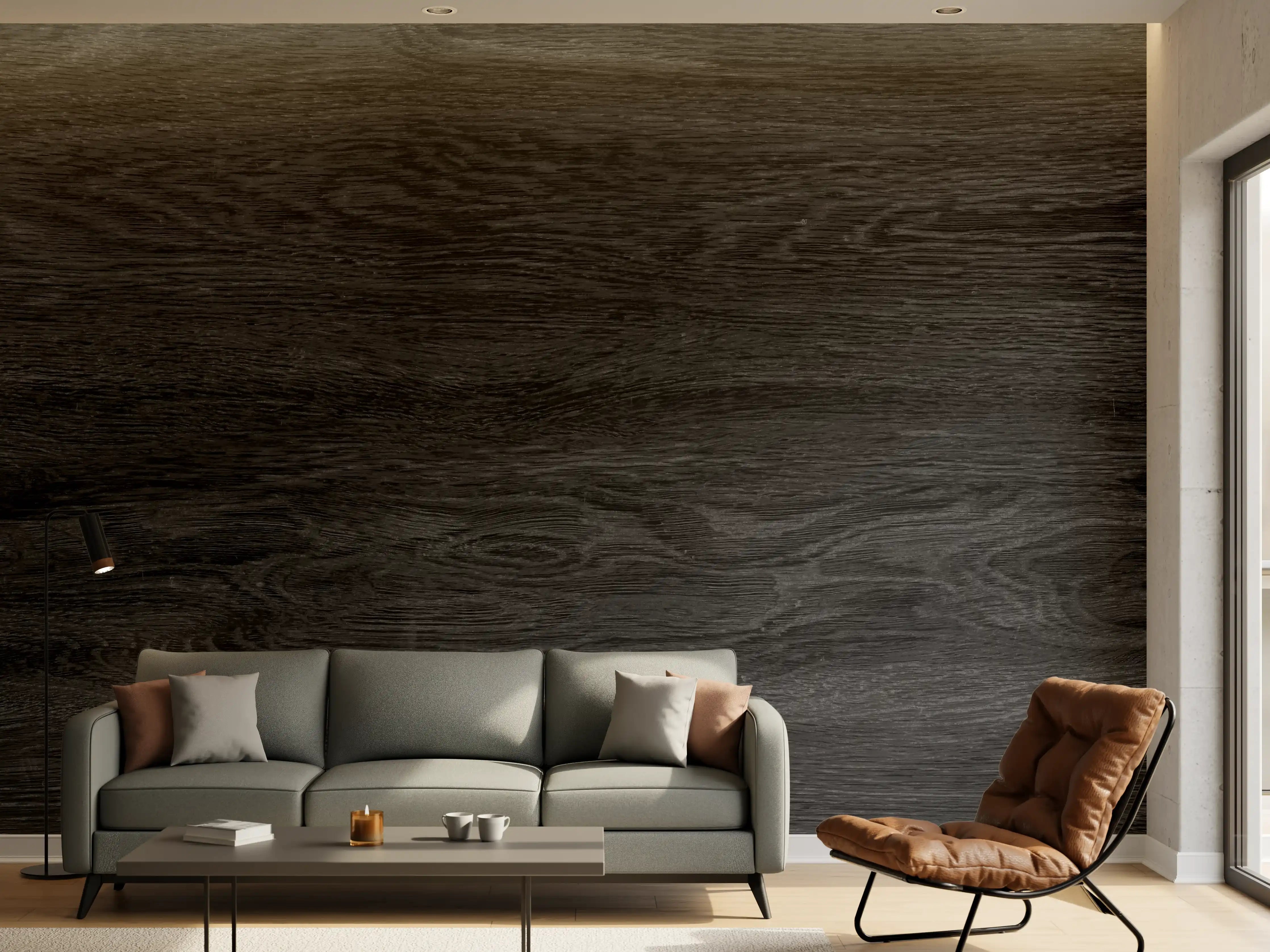 Wandverkleidung Wohnzimmer - Schwarzes Holz Hintergrund