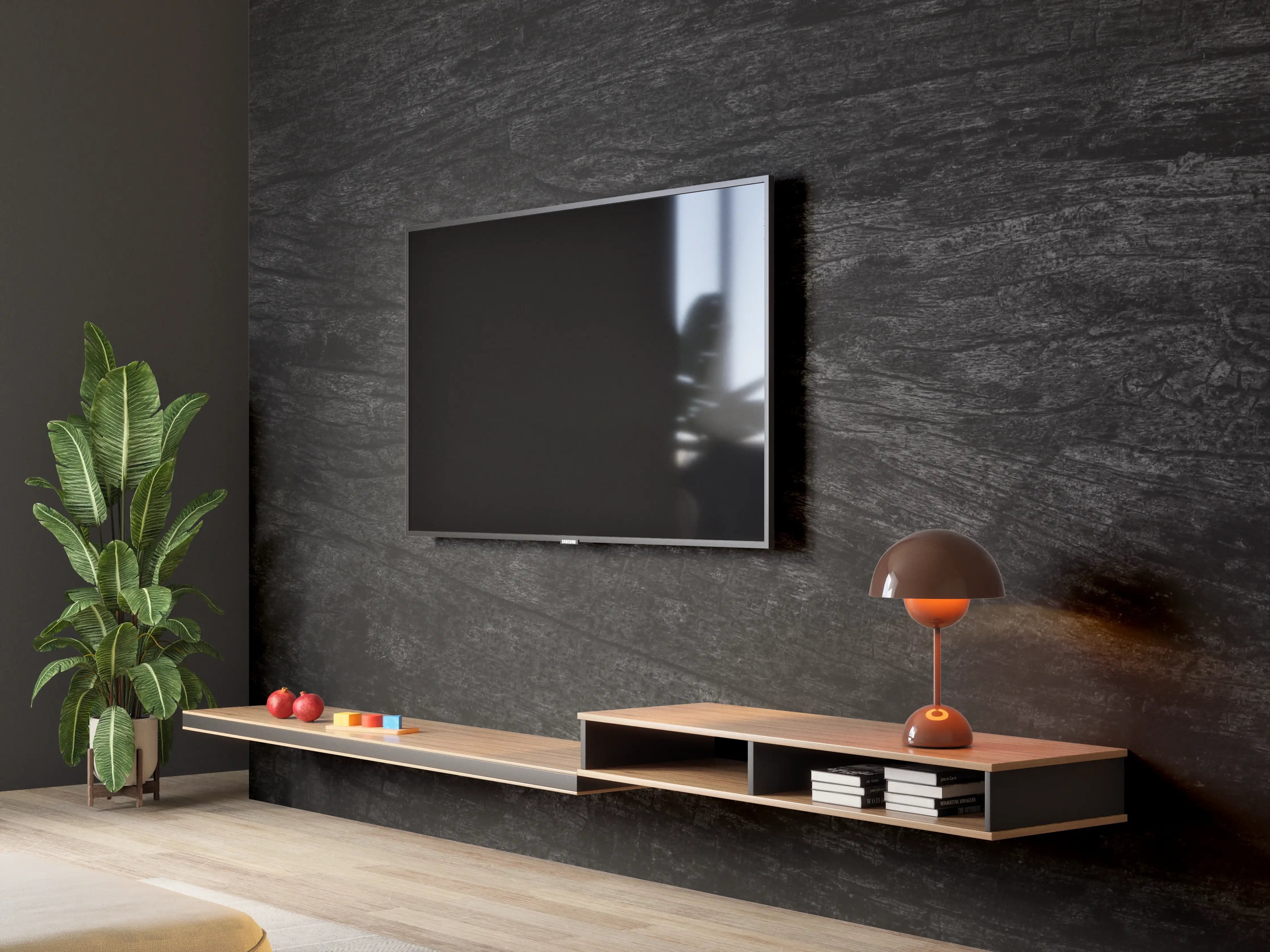 Wandverkleidung Wohnzimmer - Schwarzes Holz Muster mit Textur