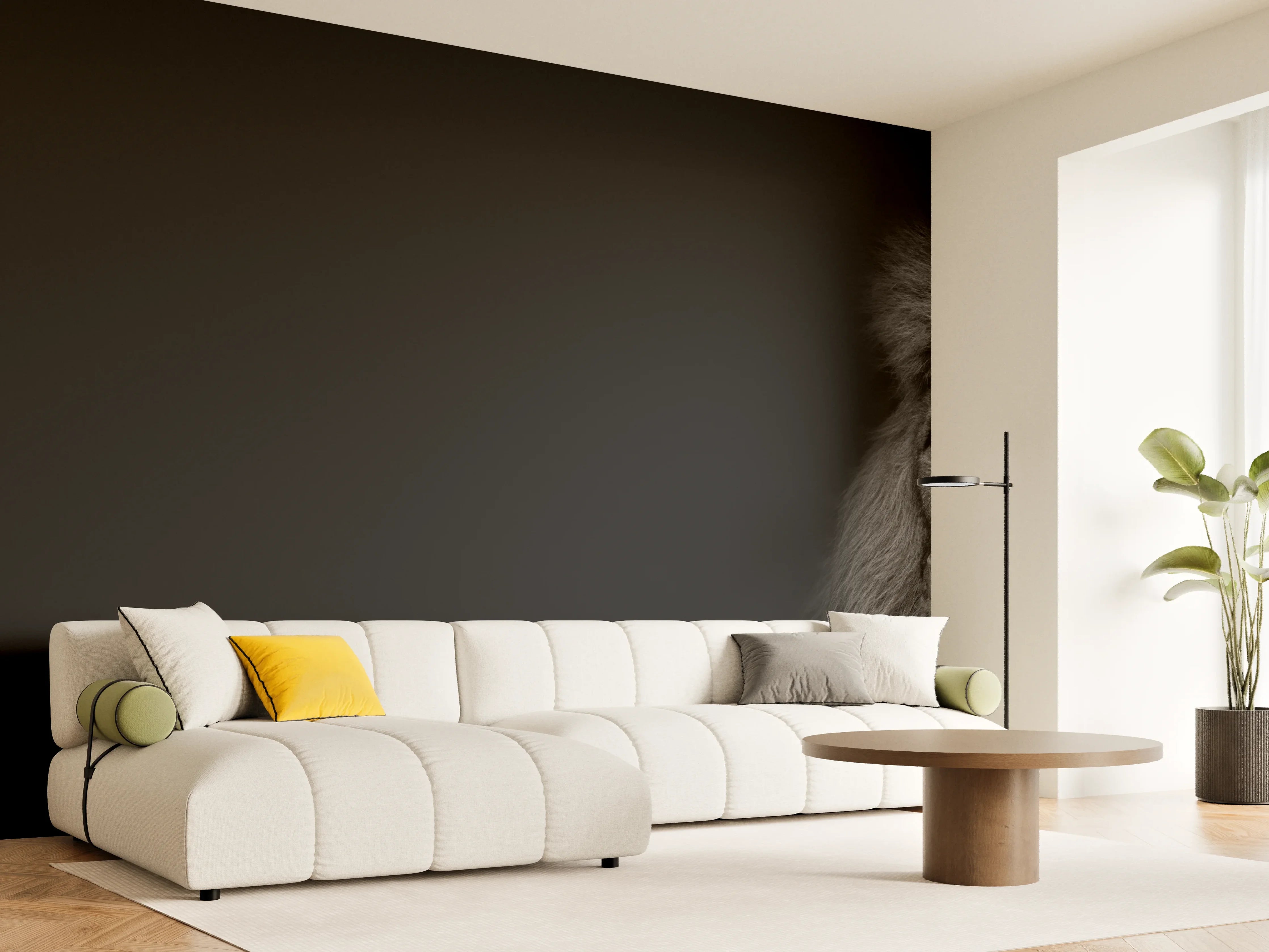 Wandverkleidung Wohnzimmer - Schwarzweiß Löwenporträt Kontrast