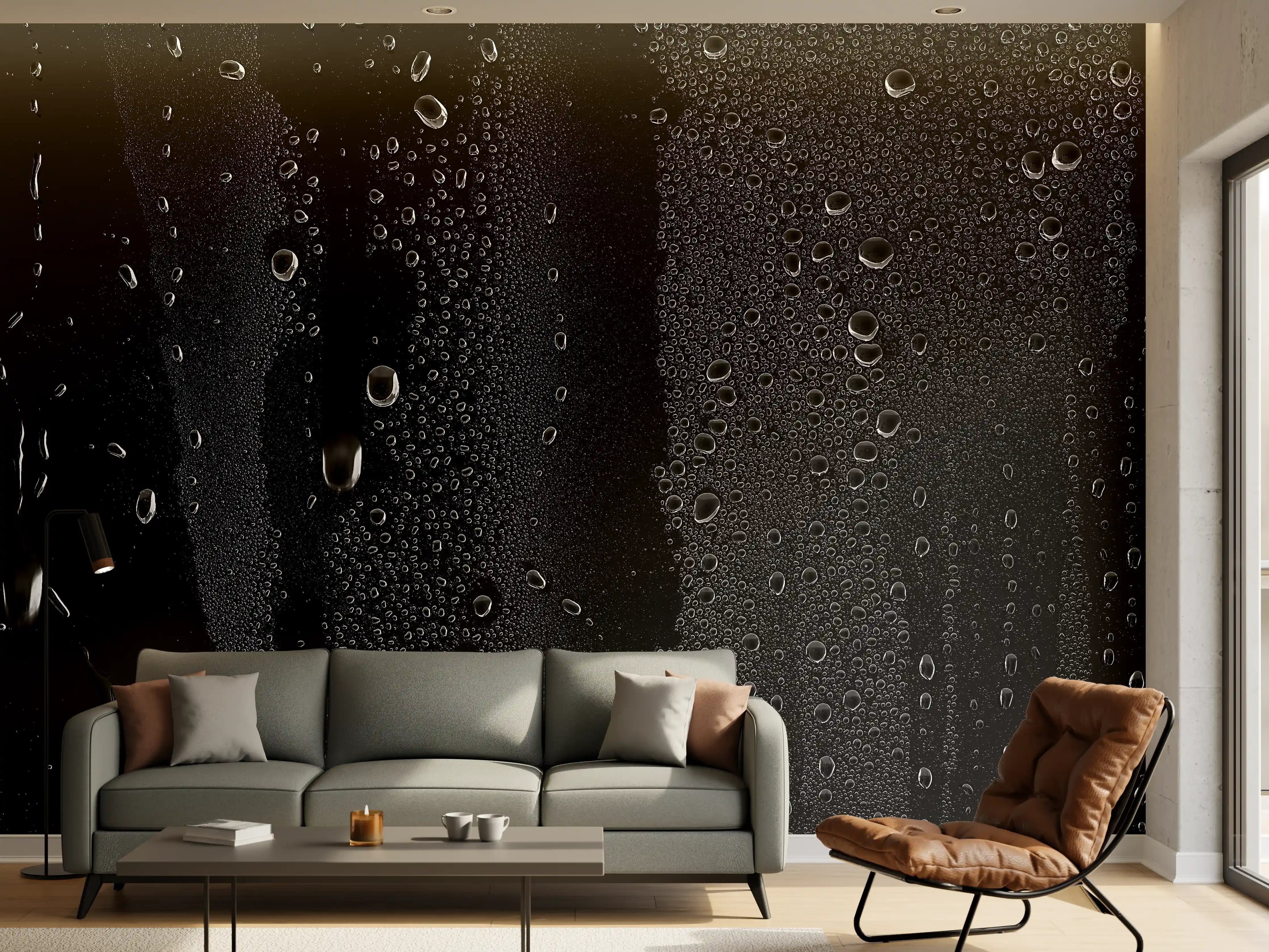 Wandverkleidung Wohnzimmer - Schwarzweiße Wasser-Textur