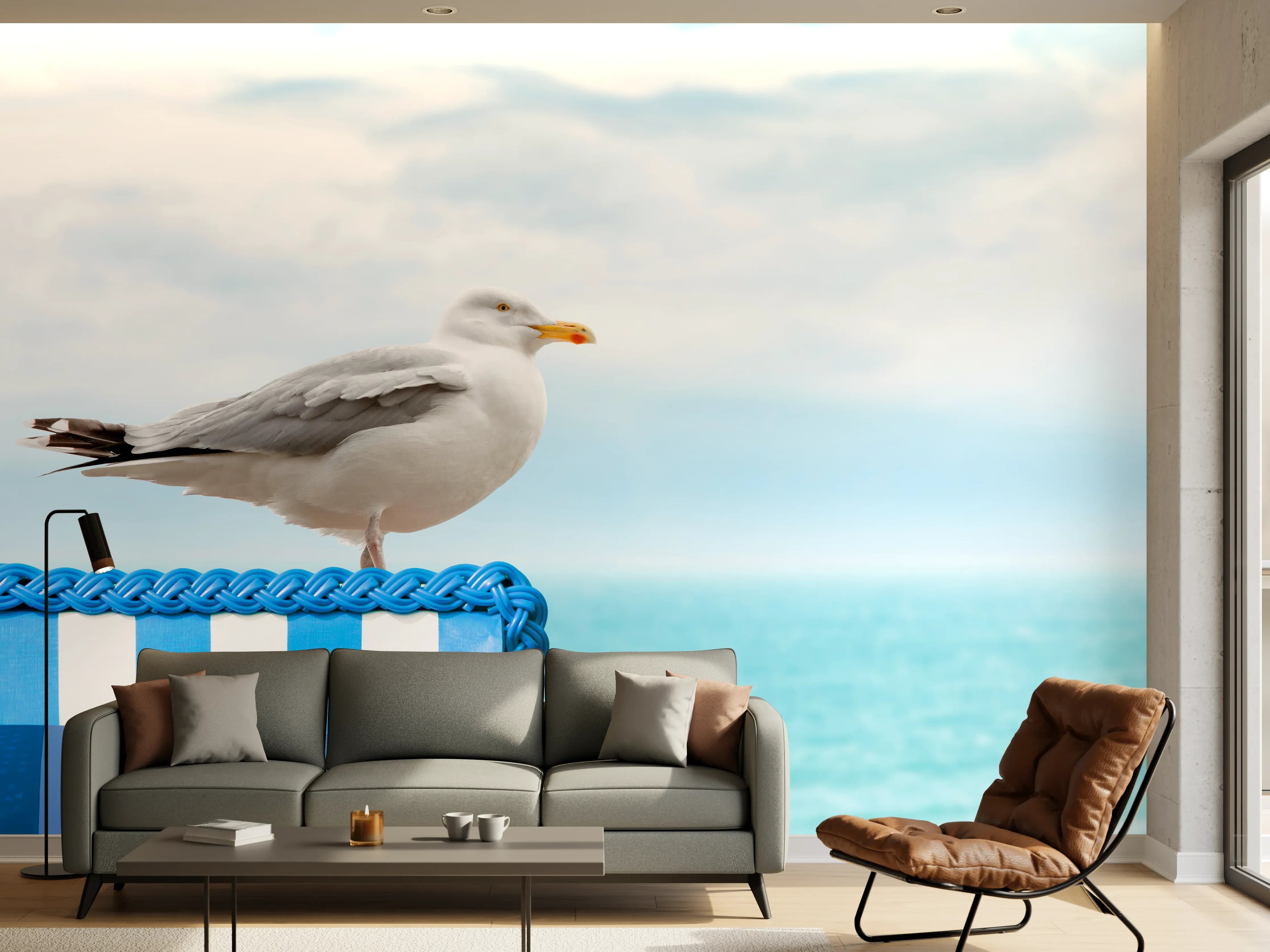 Wandverkleidung Wohnzimmer - Seagull by the Beach Chair