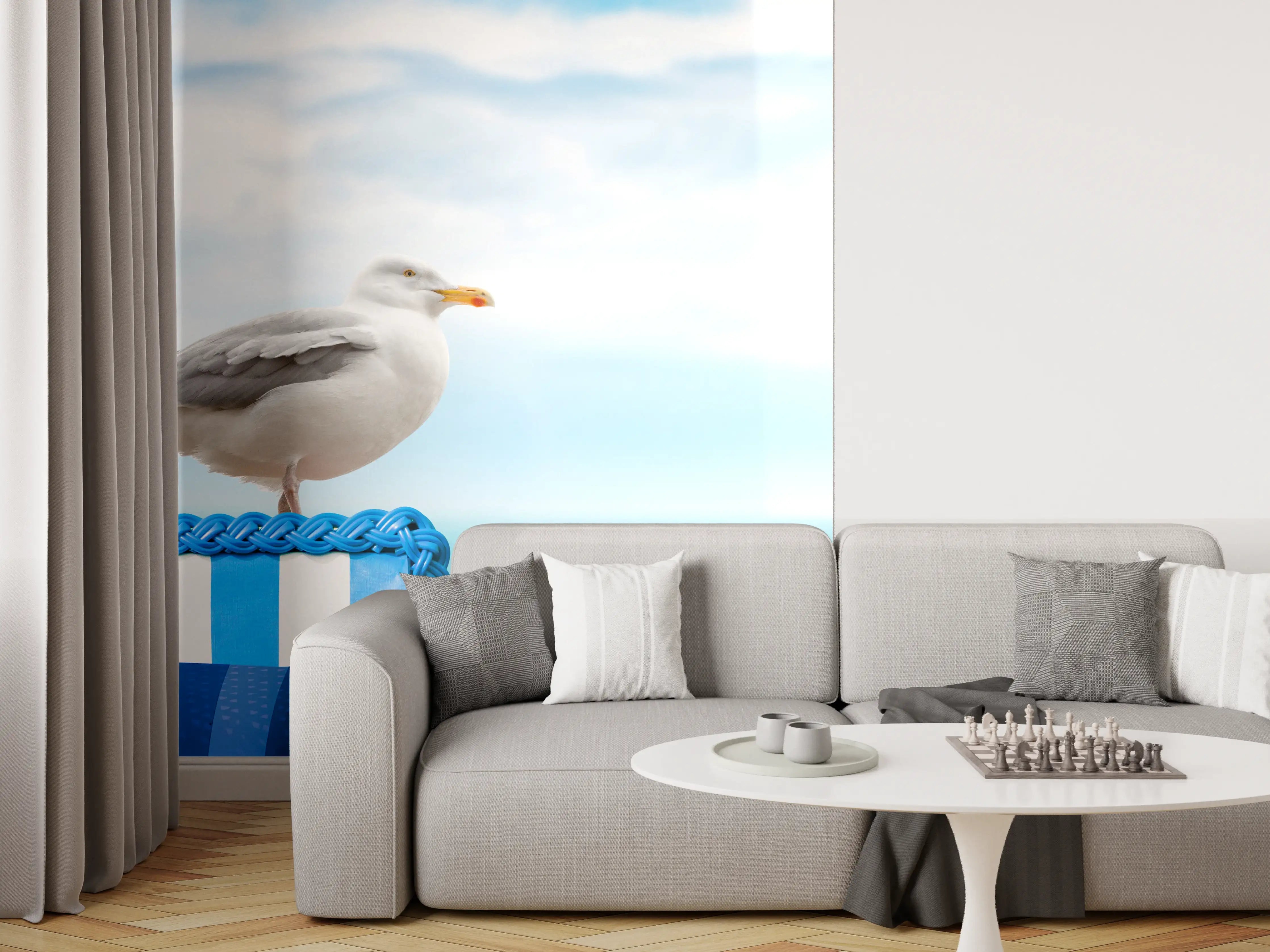 Wandverkleidung Wohnzimmer - Seagull by the Beach Chair