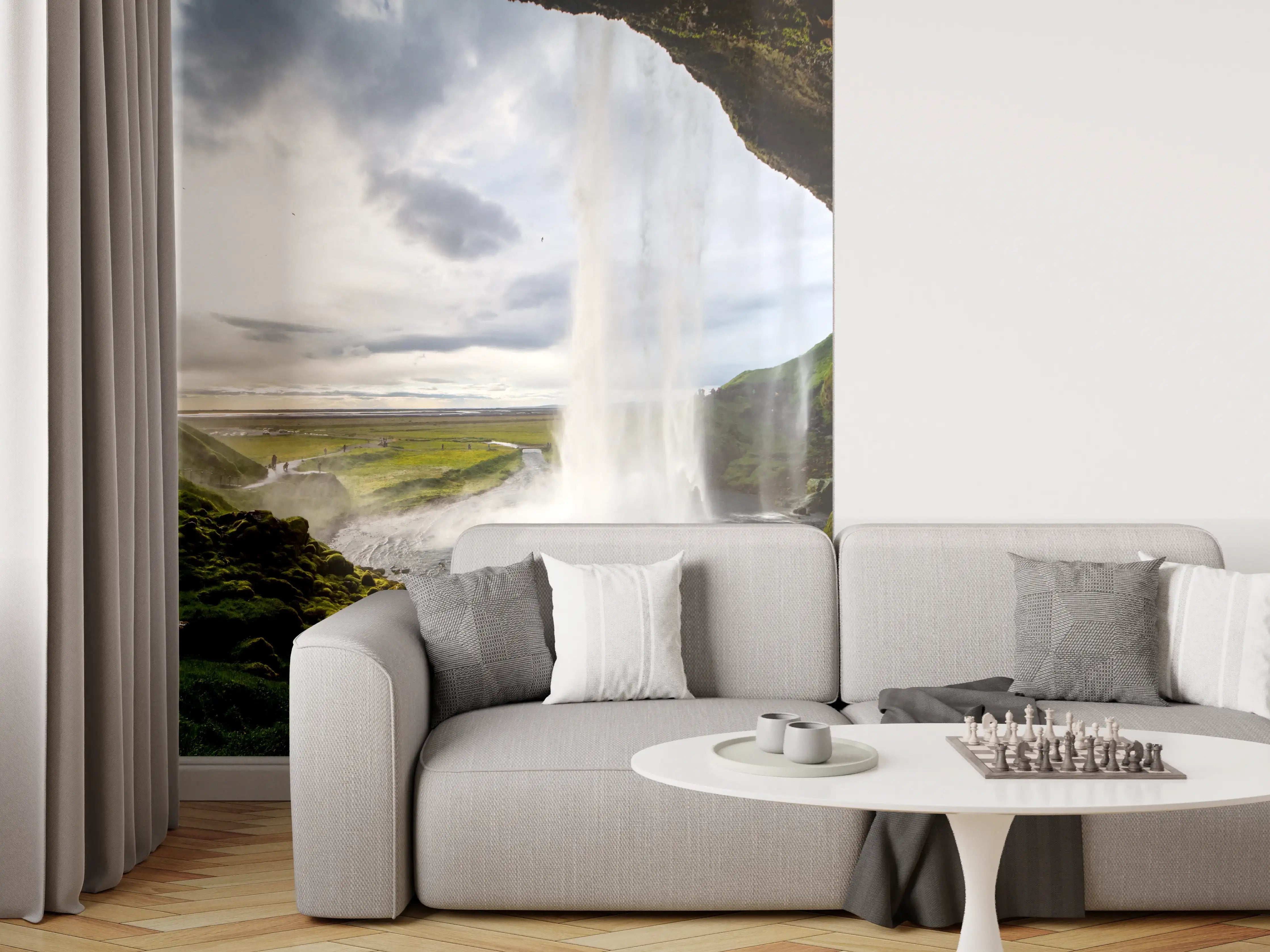 Wandverkleidung Wohnzimmer - Seljalandsfoss Wasserfall