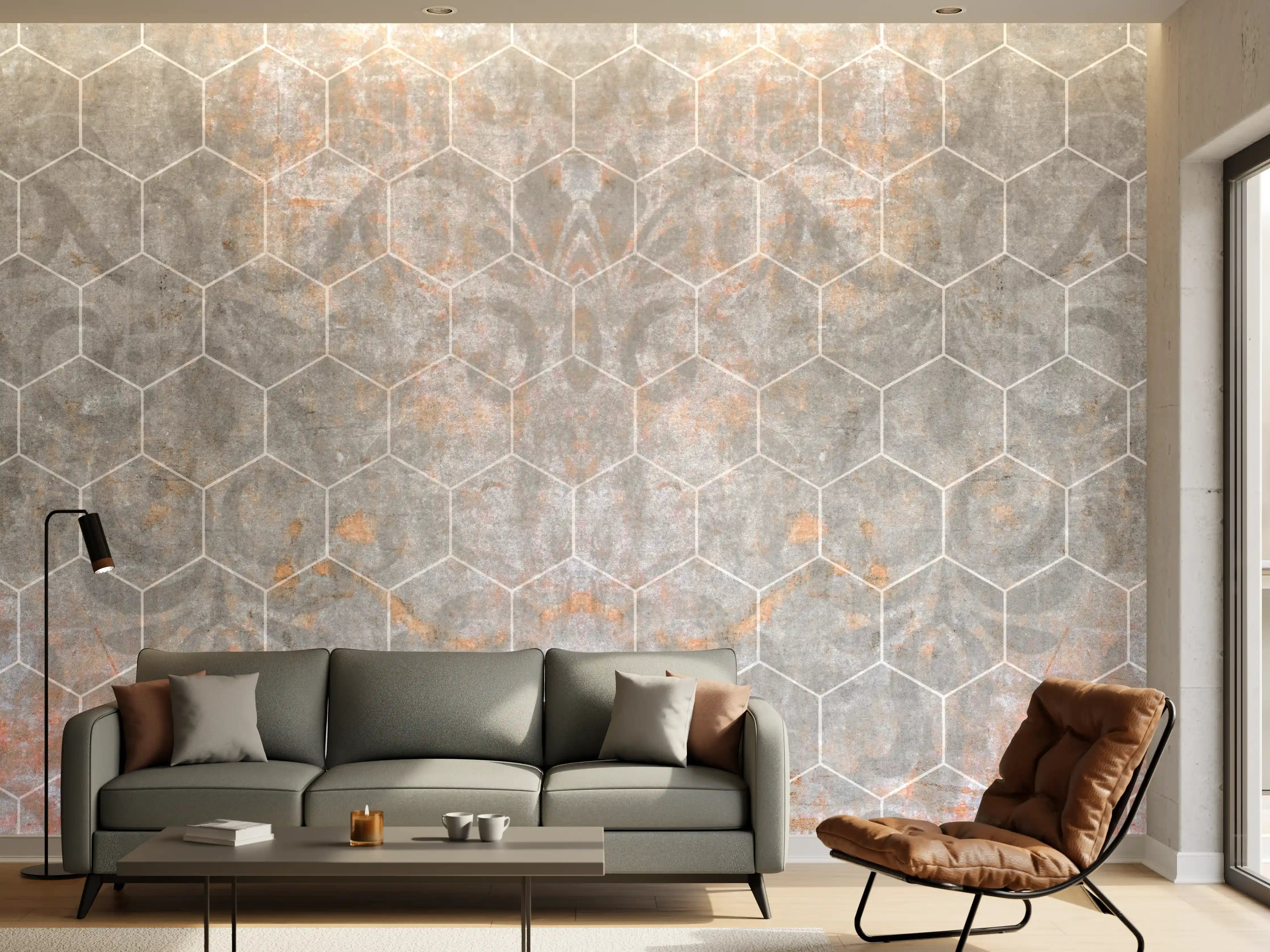 Wandverkleidung Wohnzimmer - Shabby Grau-Weiße Fliesentextur