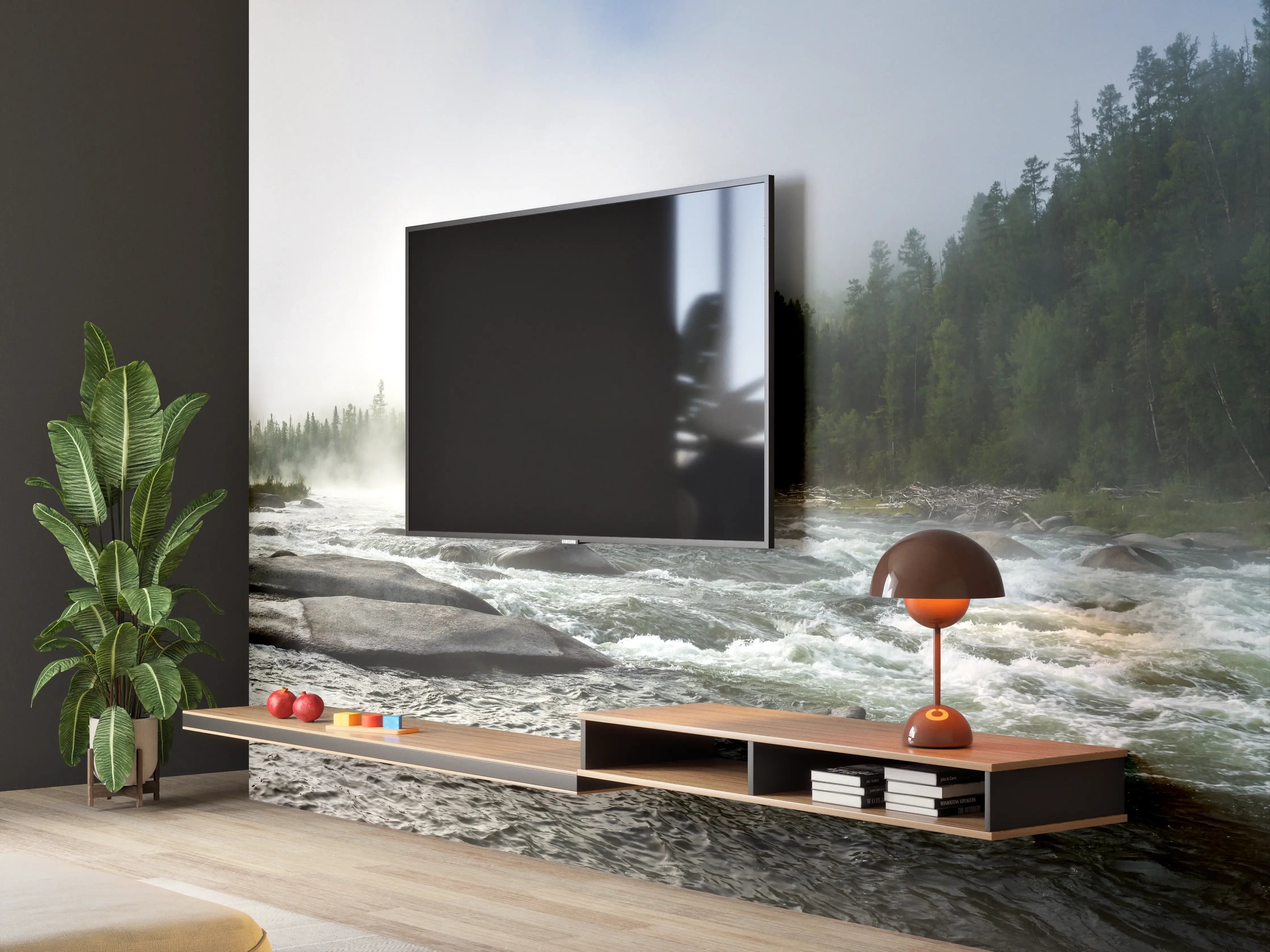 Wandverkleidung Wohnzimmer - Sibirischer Fluss Balyiktyig