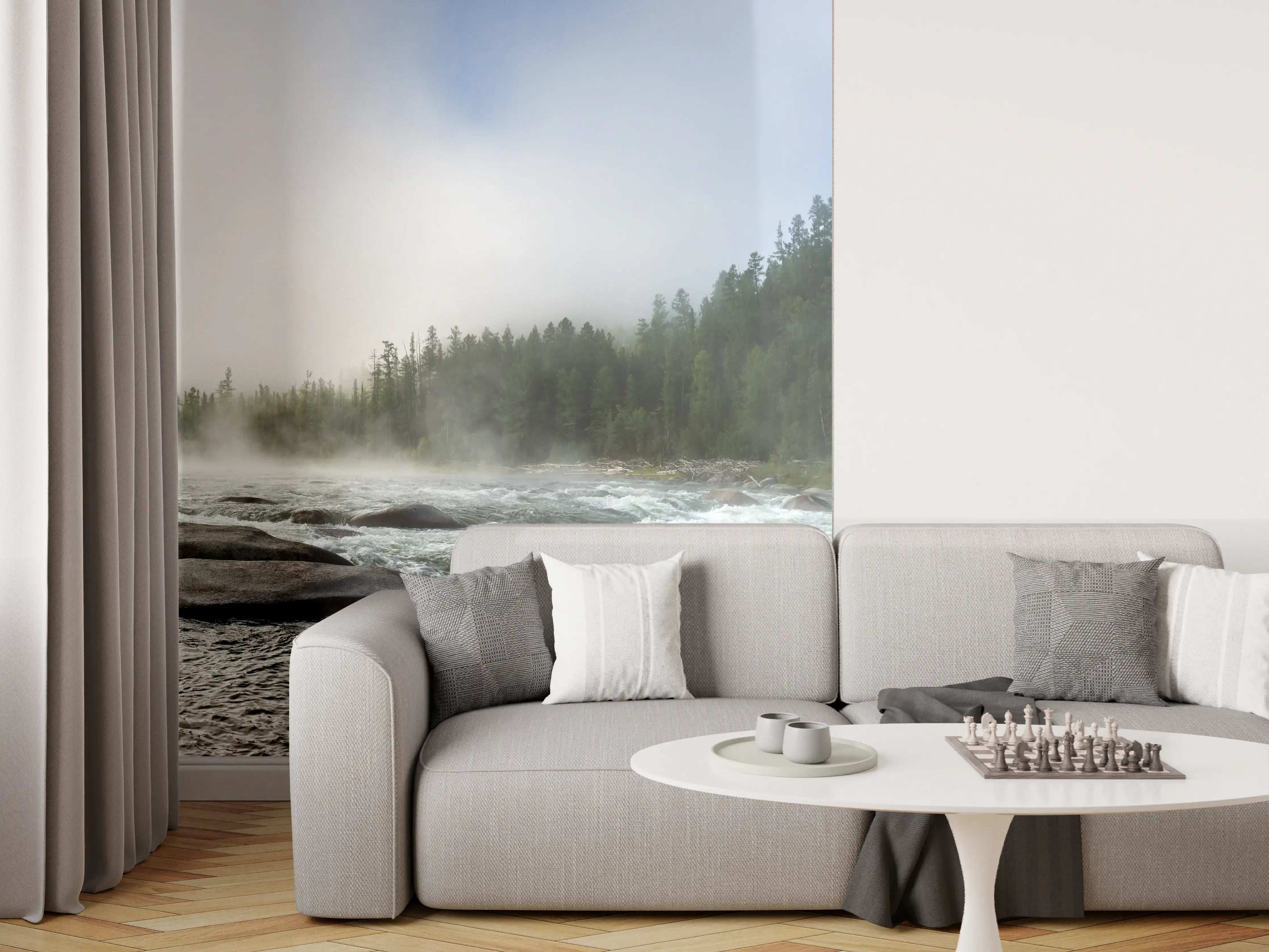 Wandverkleidung Wohnzimmer - Sibirischer Fluss Balyiktyig