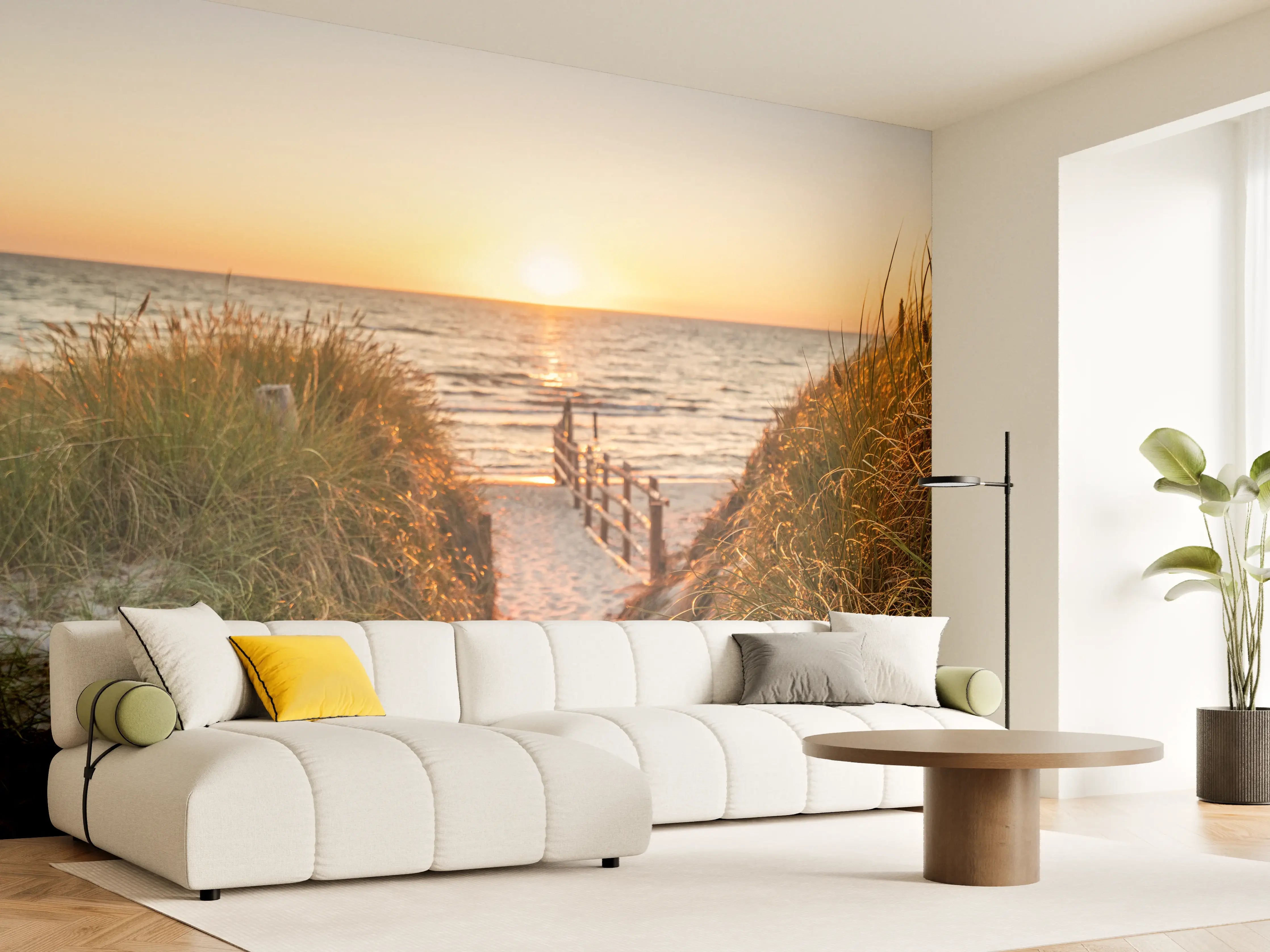 Wandverkleidung Wohnzimmer - Silberner Horizont bei Dämmerung