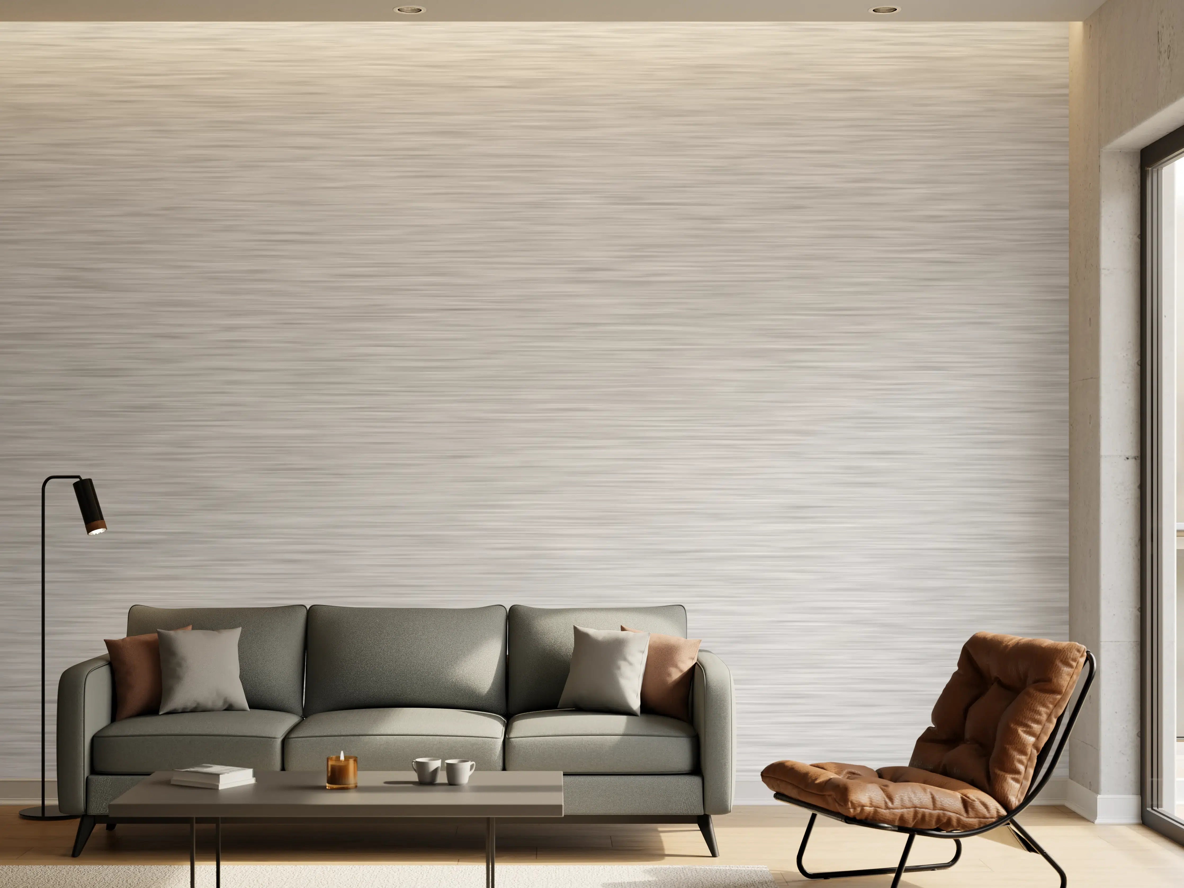 Wandverkleidung Wohnzimmer - Silver - ALU Prime - Metall Gebürstet