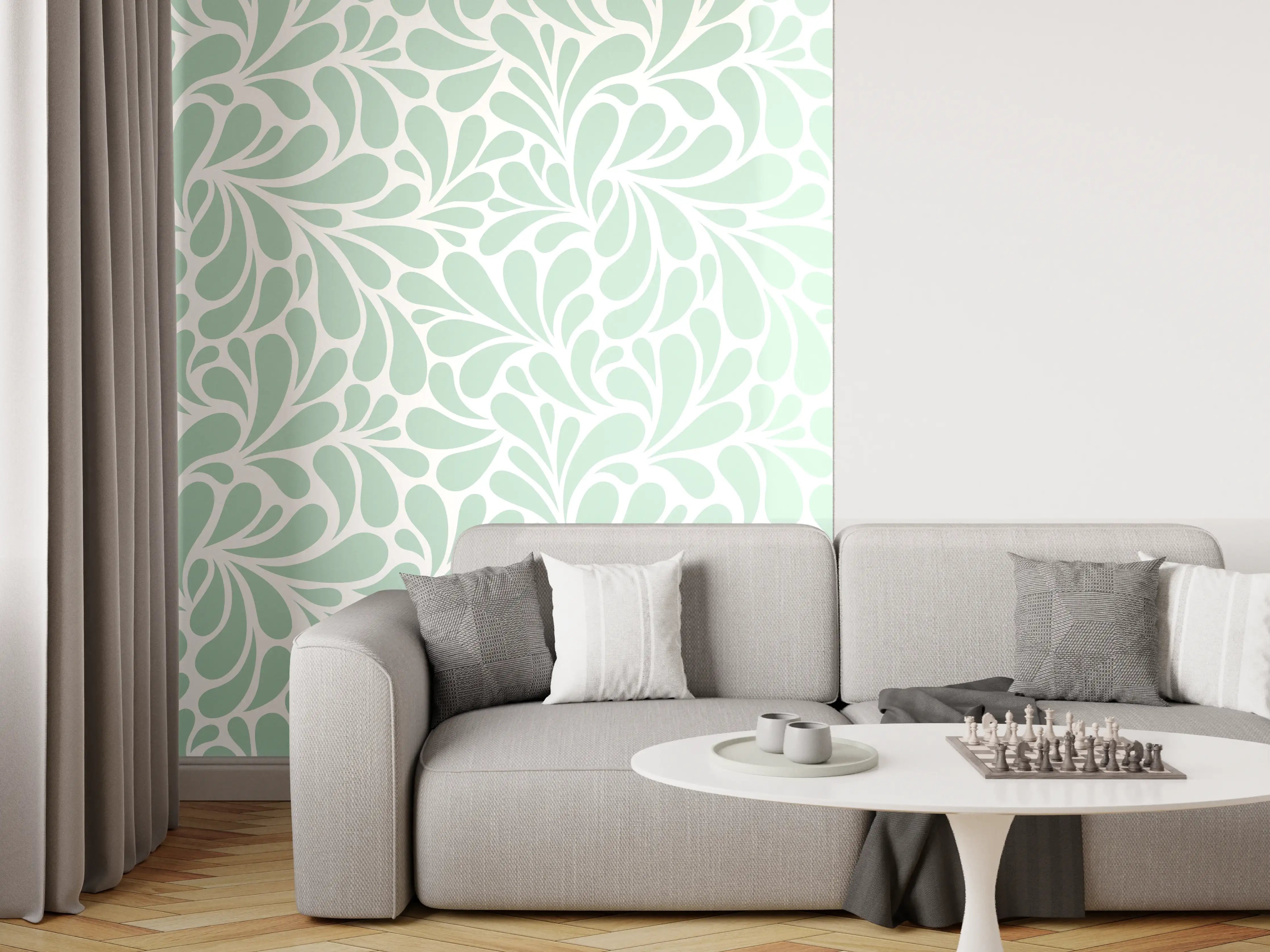 Wandverkleidung Wohnzimmer - Skandinavischer Tapetenstil in Pastell
