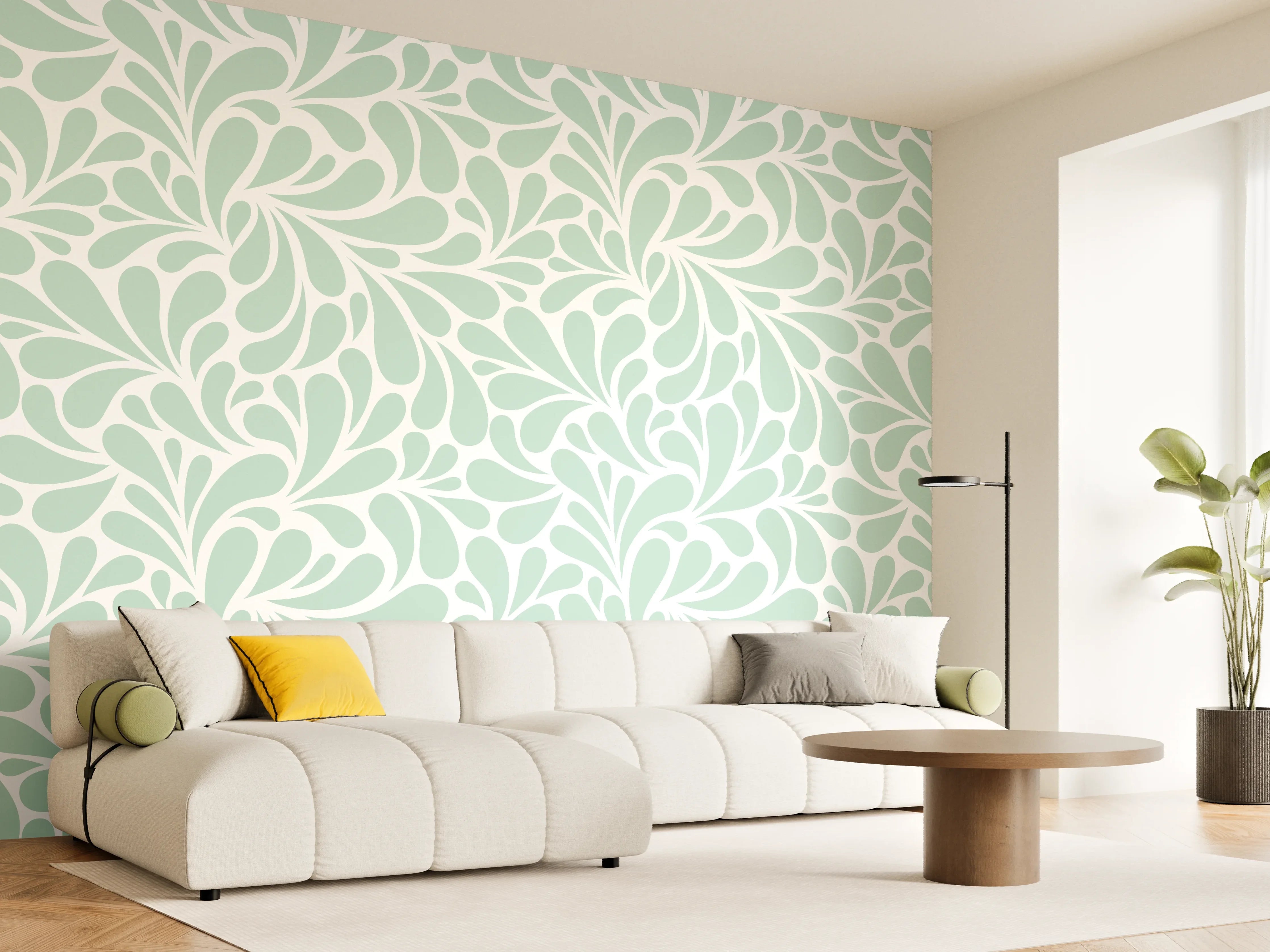 Wandverkleidung Wohnzimmer - Skandinavischer Tapetenstil in Pastell