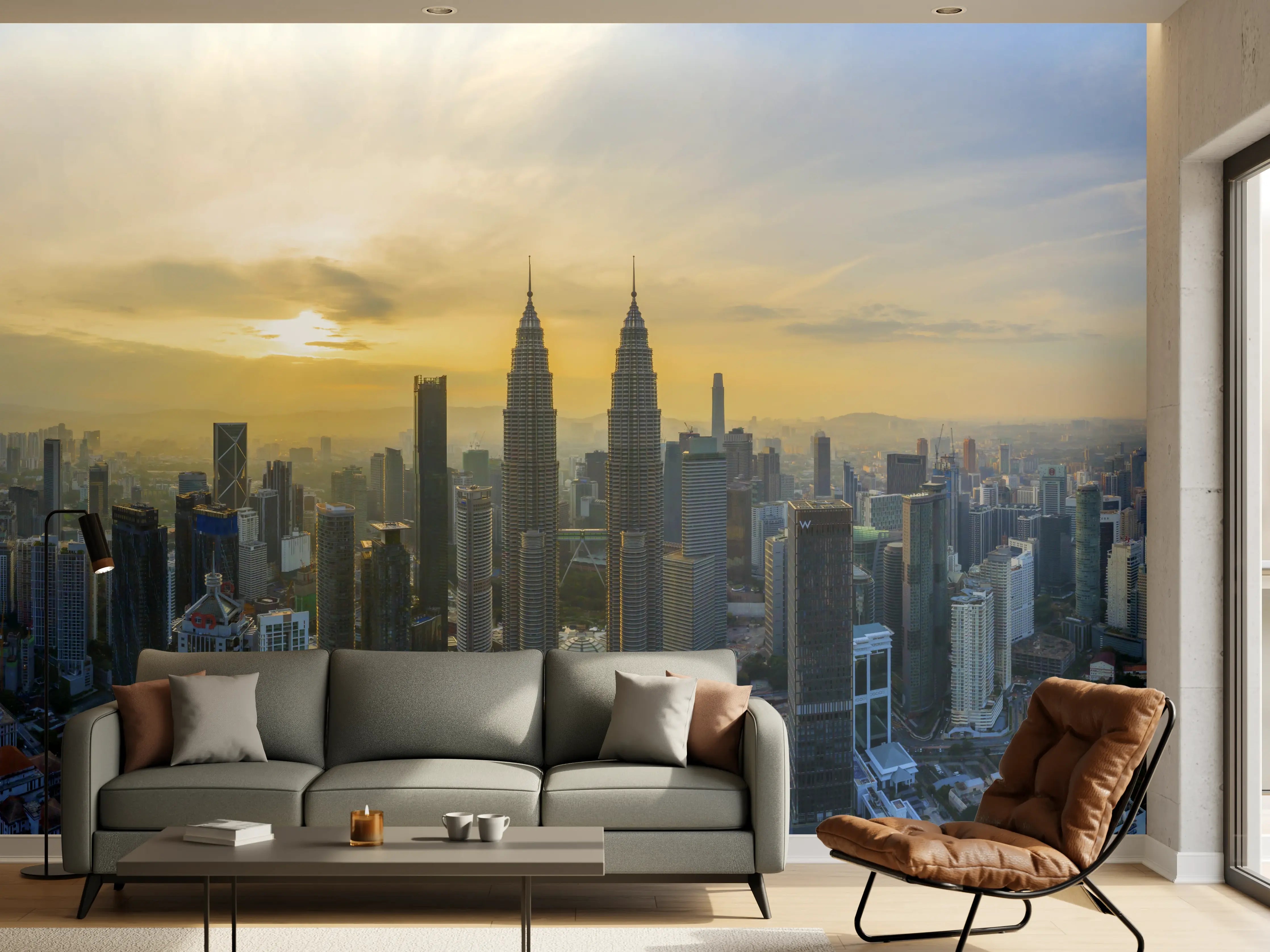 Wandverkleidung Wohnzimmer - Skyline Kuala Lumpur City