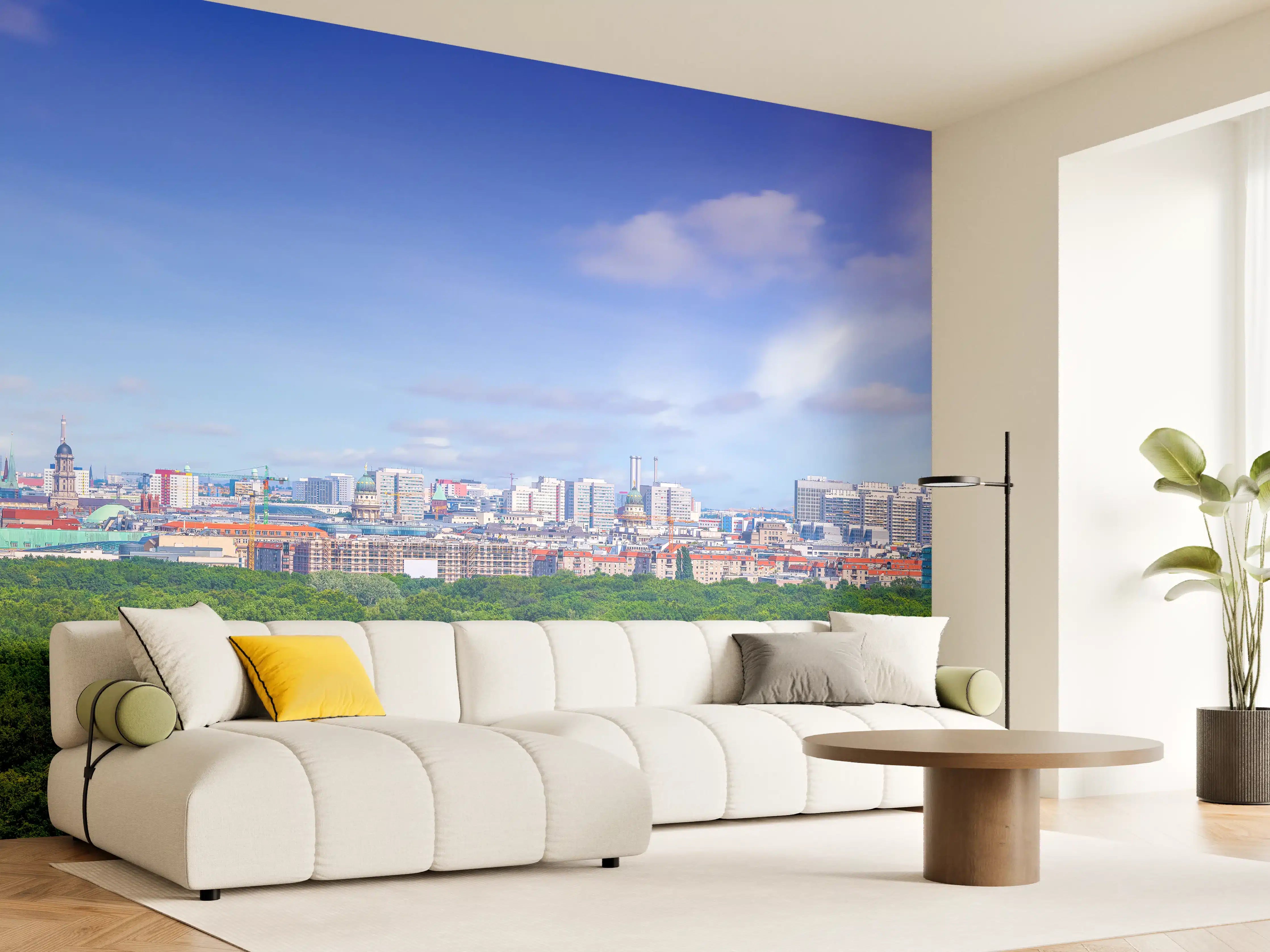 Wandverkleidung Wohnzimmer - Skyline von Berlin