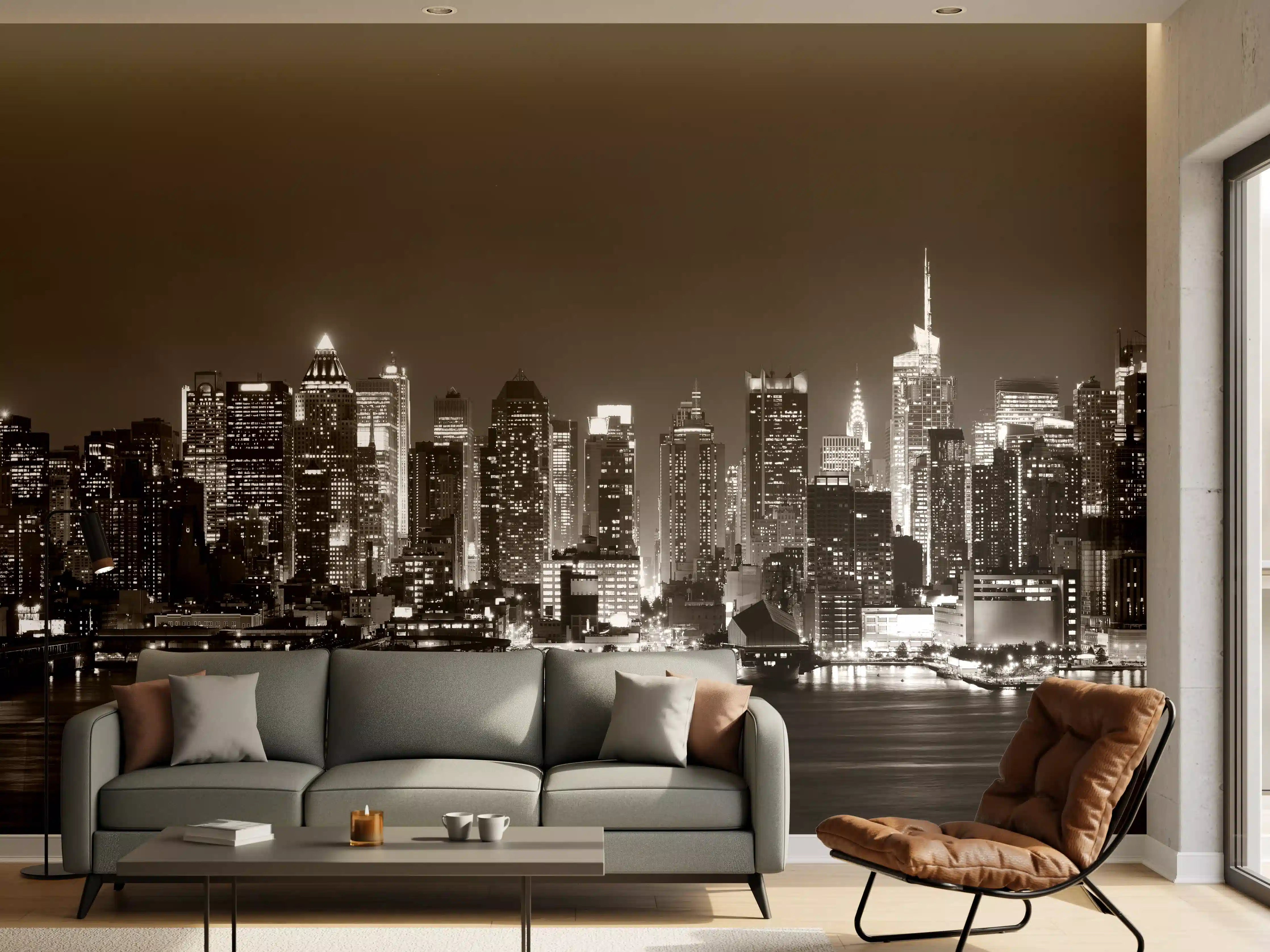Wandverkleidung Wohnzimmer - Skyline von Midtown Manhattan