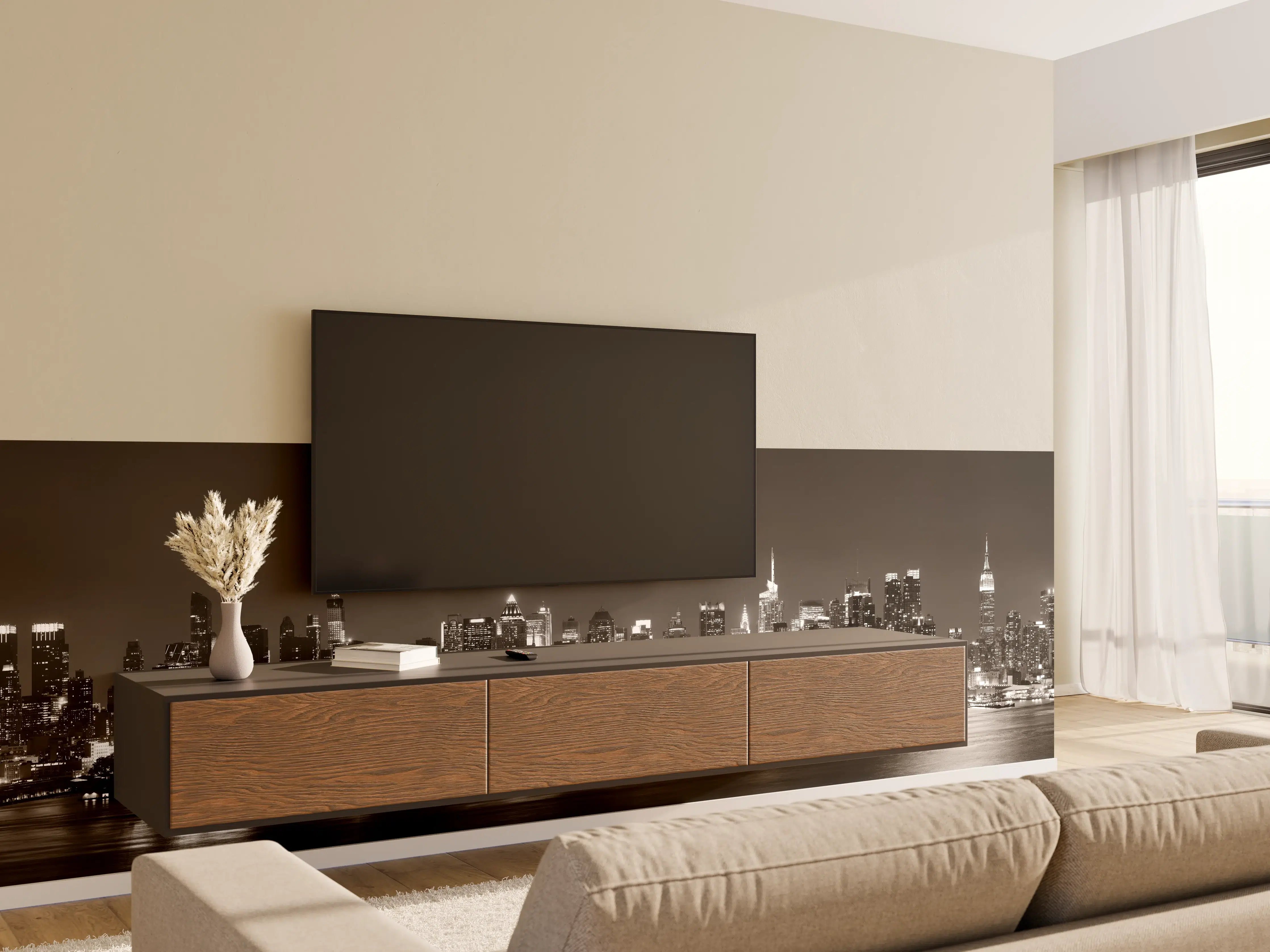 Wandverkleidung Wohnzimmer - Skyline von Midtown Manhattan