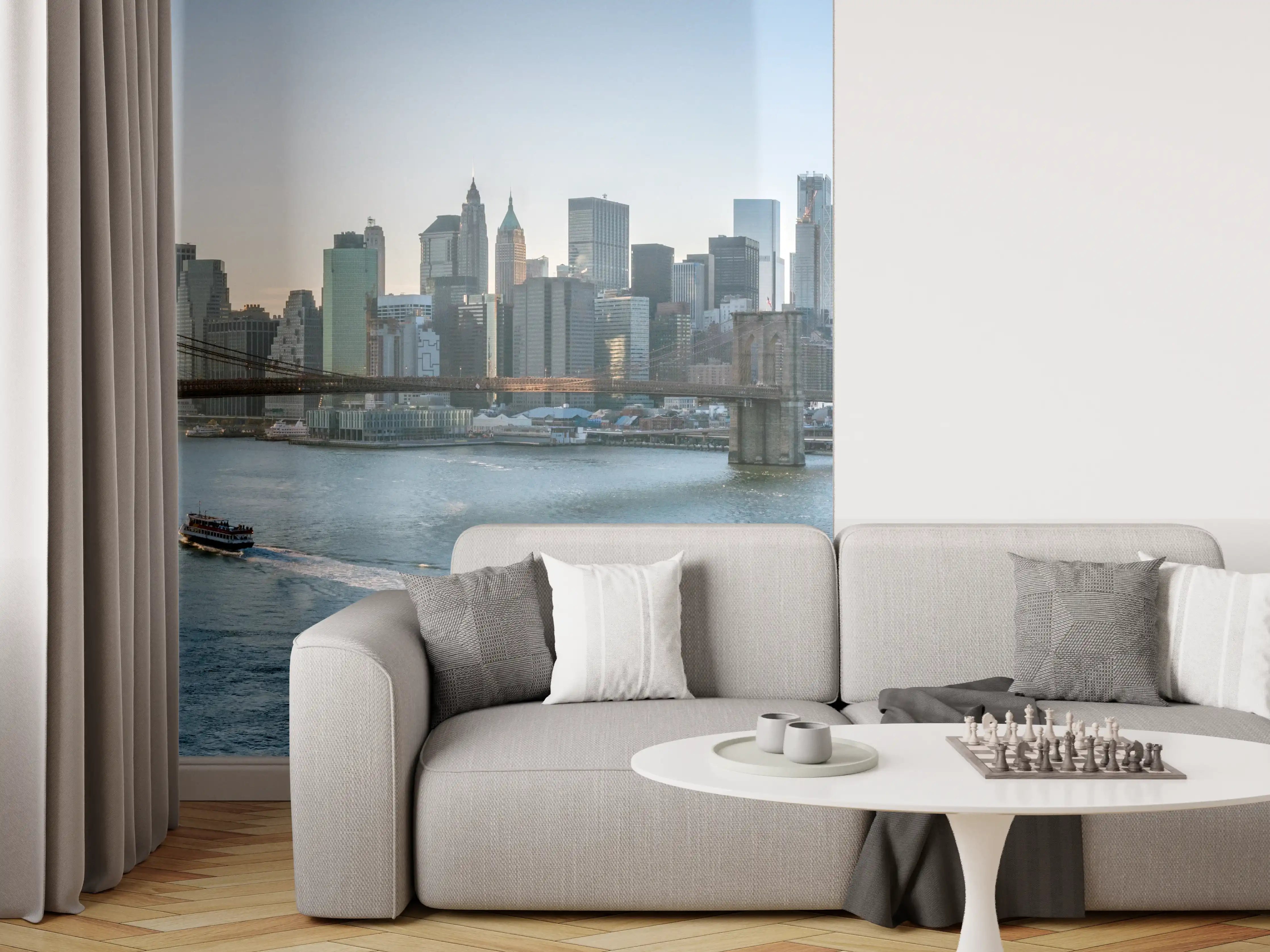 Wandverkleidung Wohnzimmer - Skyline von New York City - Brooklyn Bridge