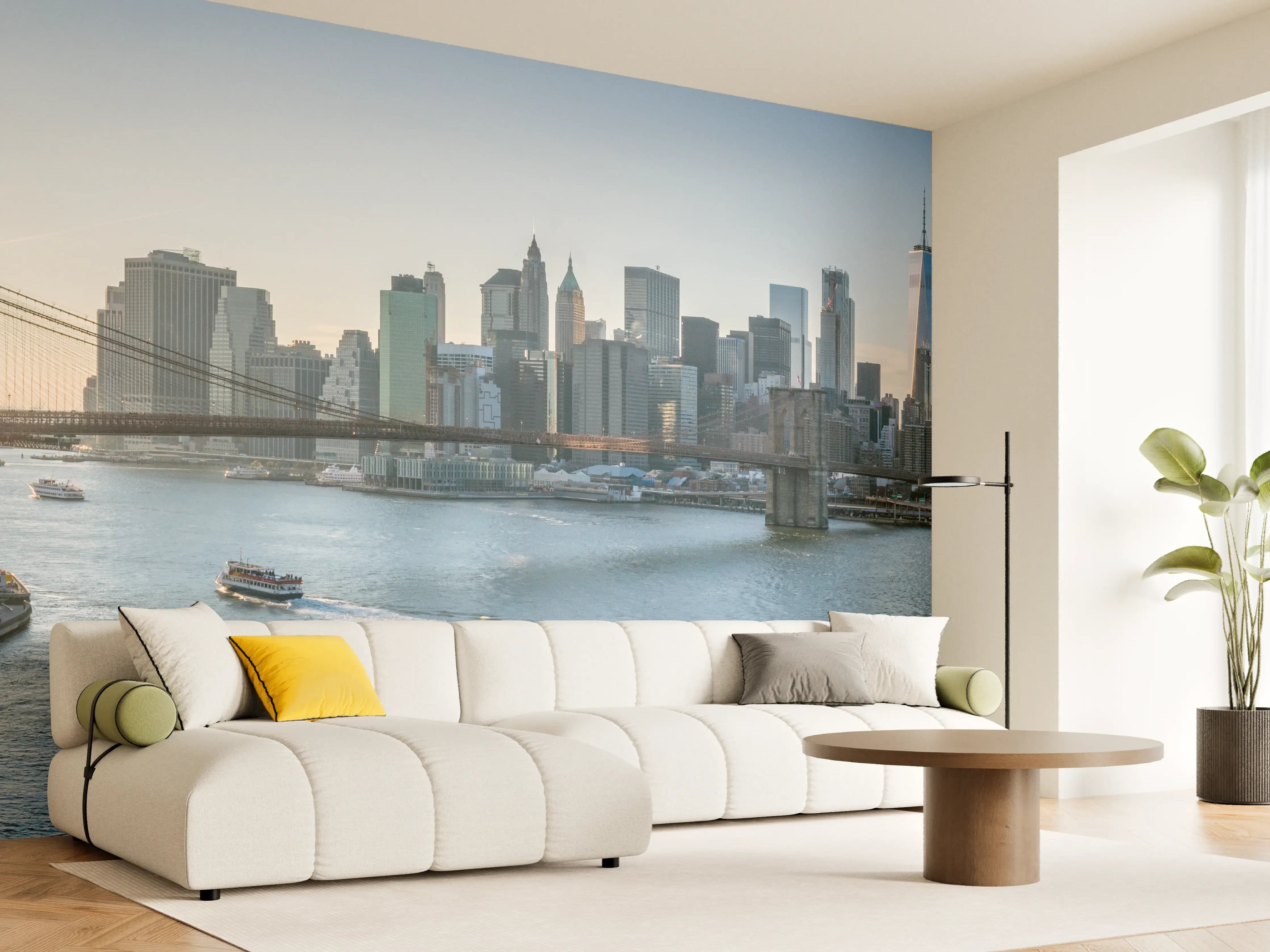 Wandverkleidung Wohnzimmer - Skyline von New York City - Brooklyn Bridge