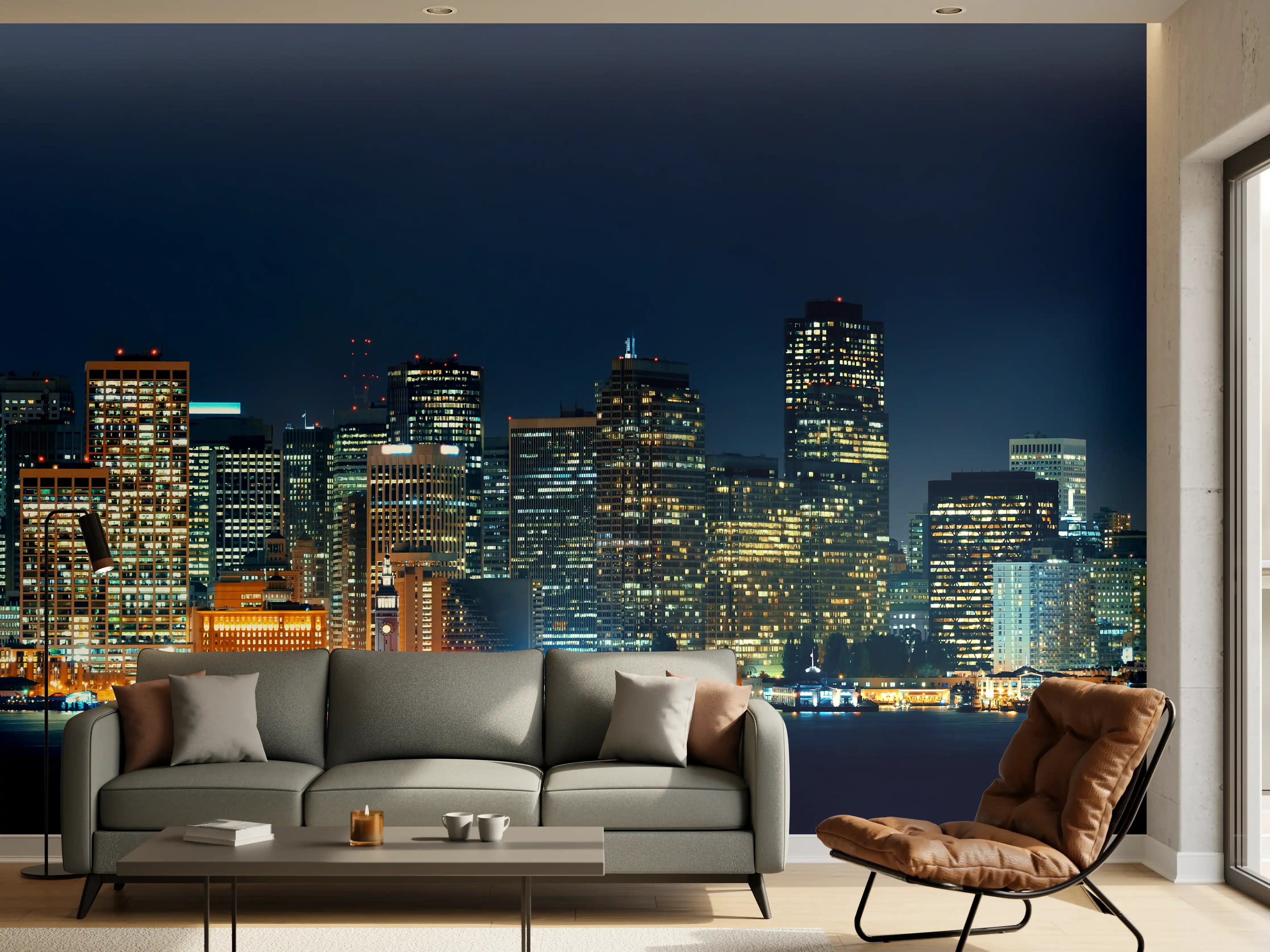 Wandverkleidung Wohnzimmer - Skyline von San Francisco