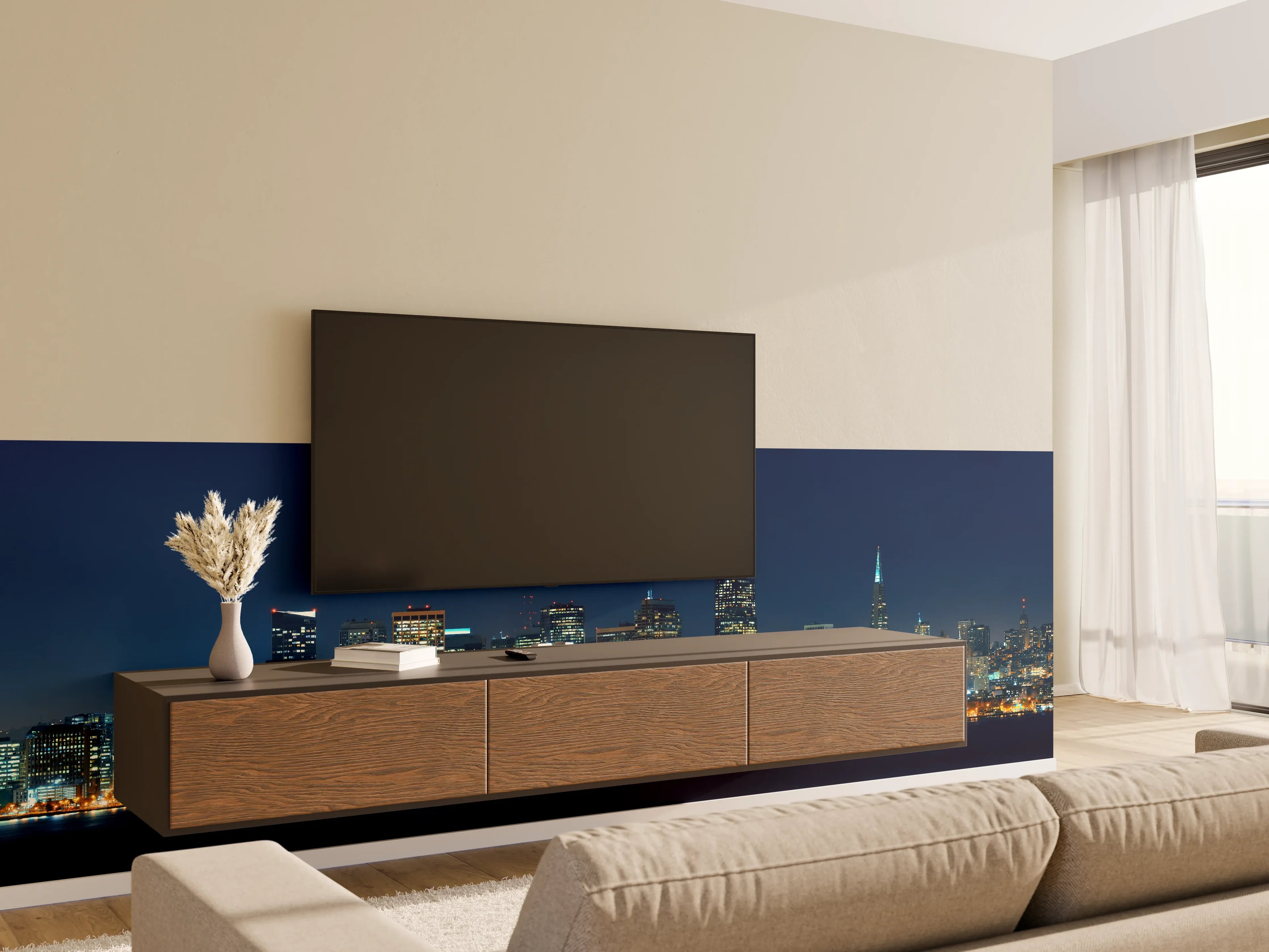 Wandverkleidung Wohnzimmer - Skyline von San Francisco