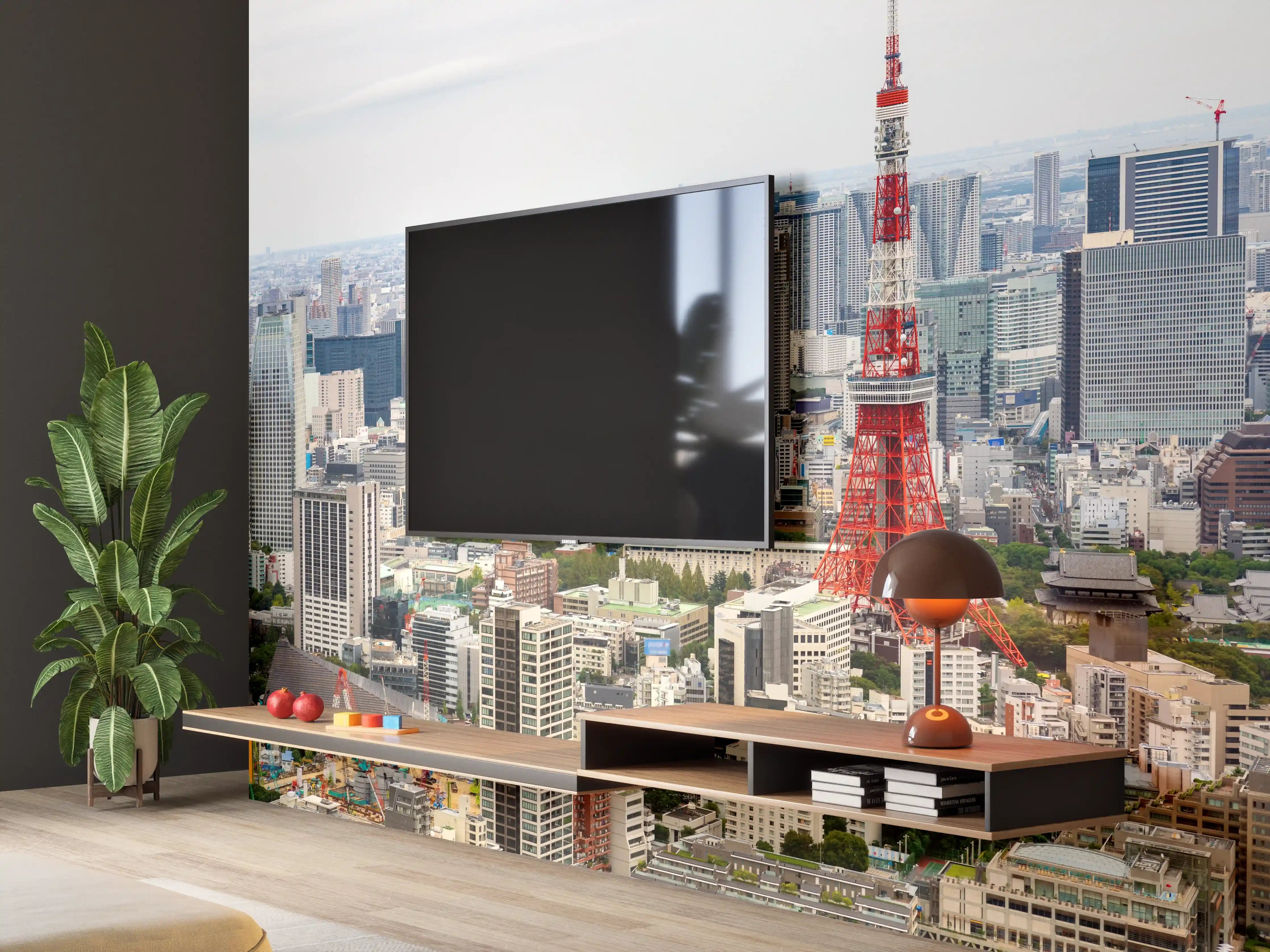 Wandverkleidung Wohnzimmer - Skyline von Tokio mit Tokyo Tower
