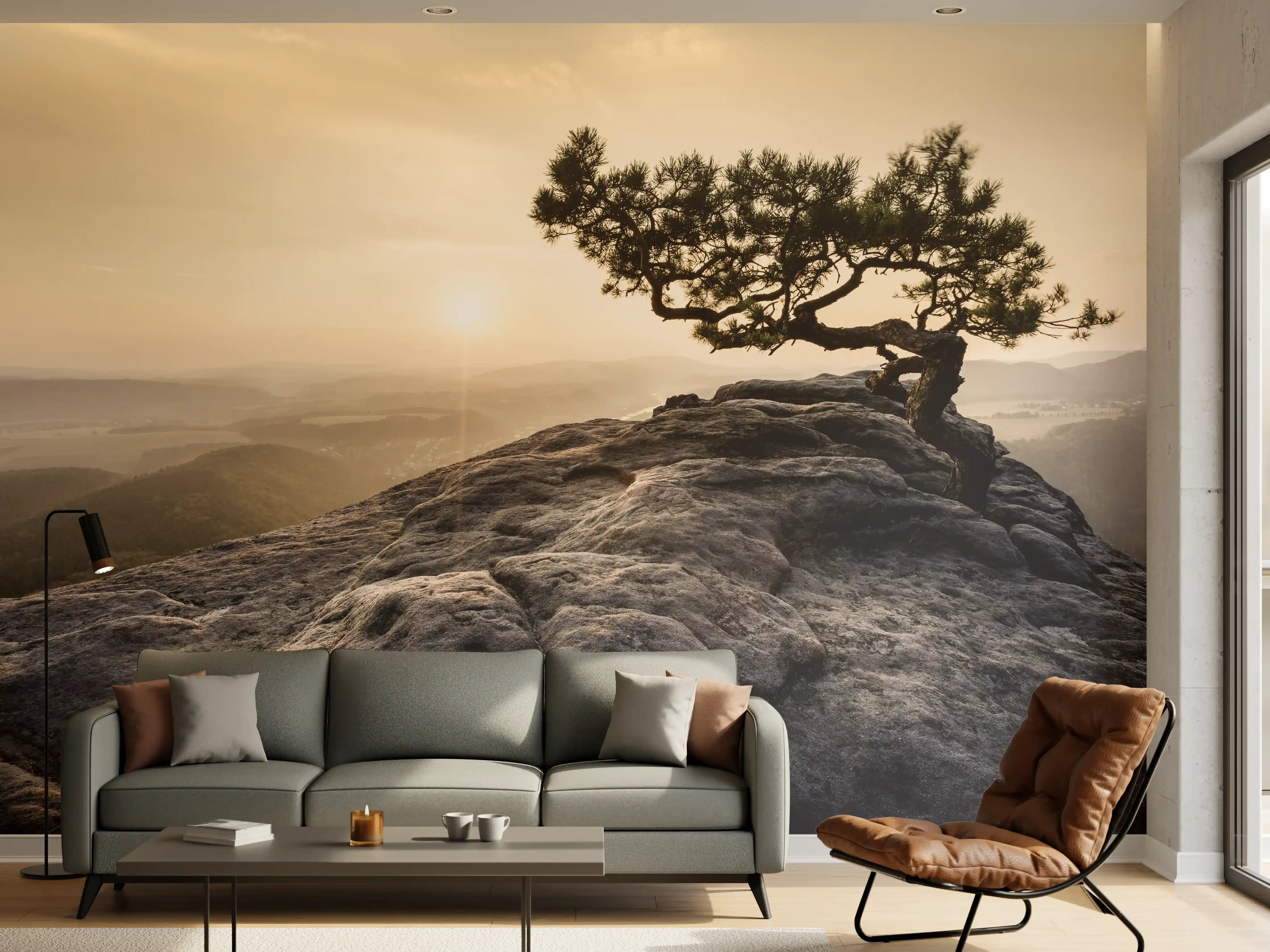 Wandverkleidung Wohnzimmer - Solitary Tree on Rocky Mountain