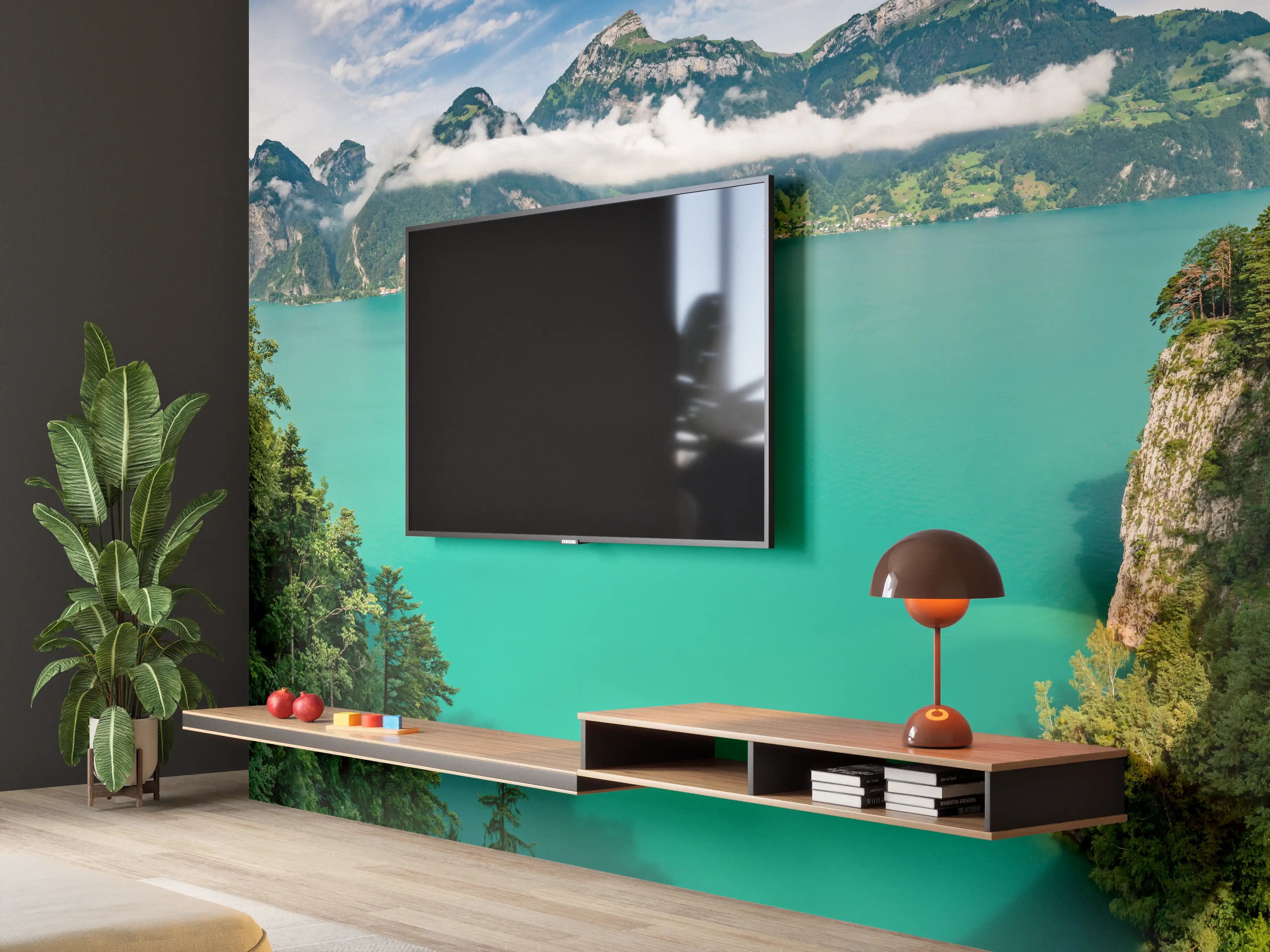 Wandverkleidung Wohnzimmer - Sommeralpen im Blick- Schweiz