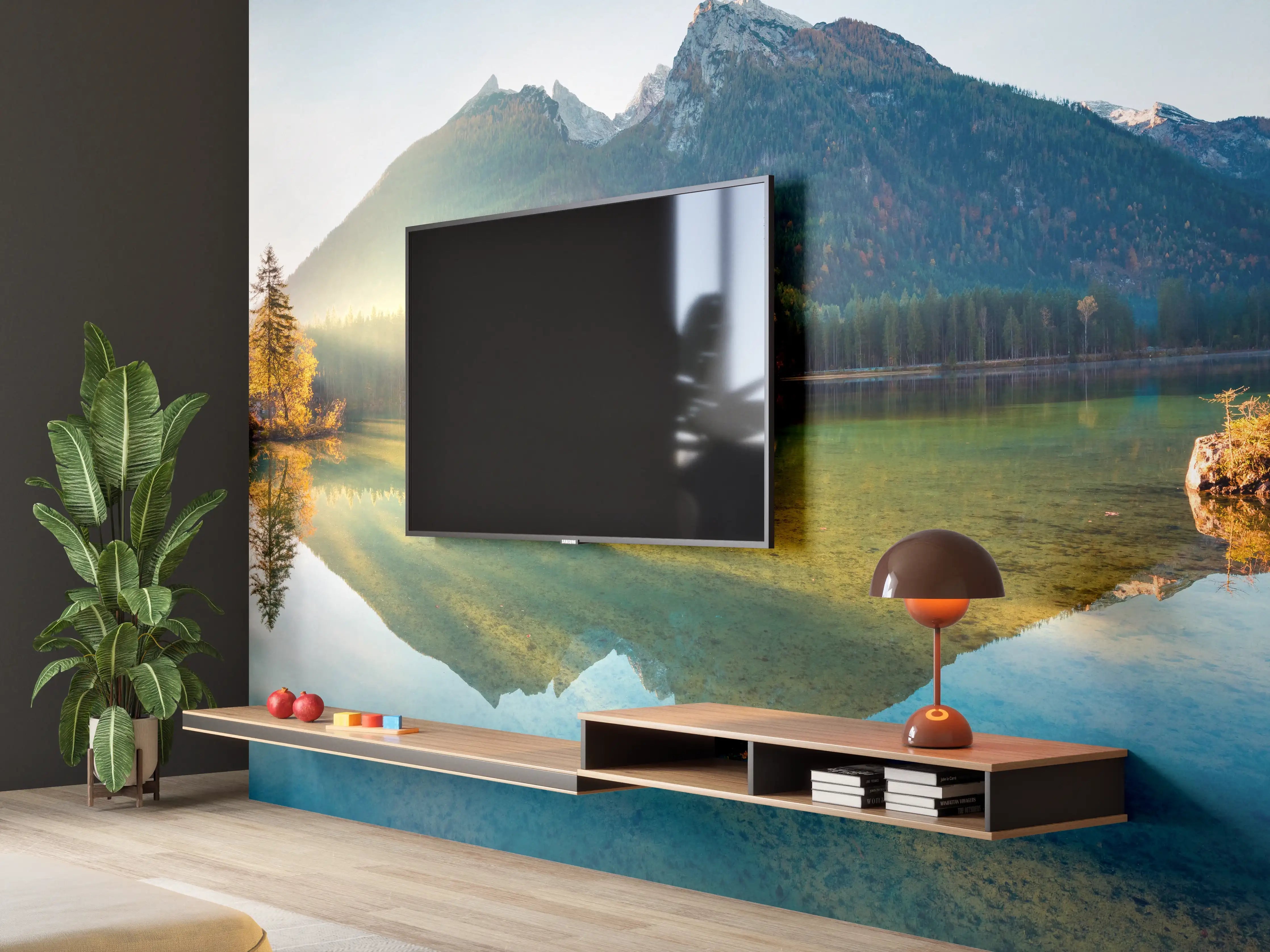 Wandverkleidung Wohnzimmer - Sonnenaufgang am Hintersee