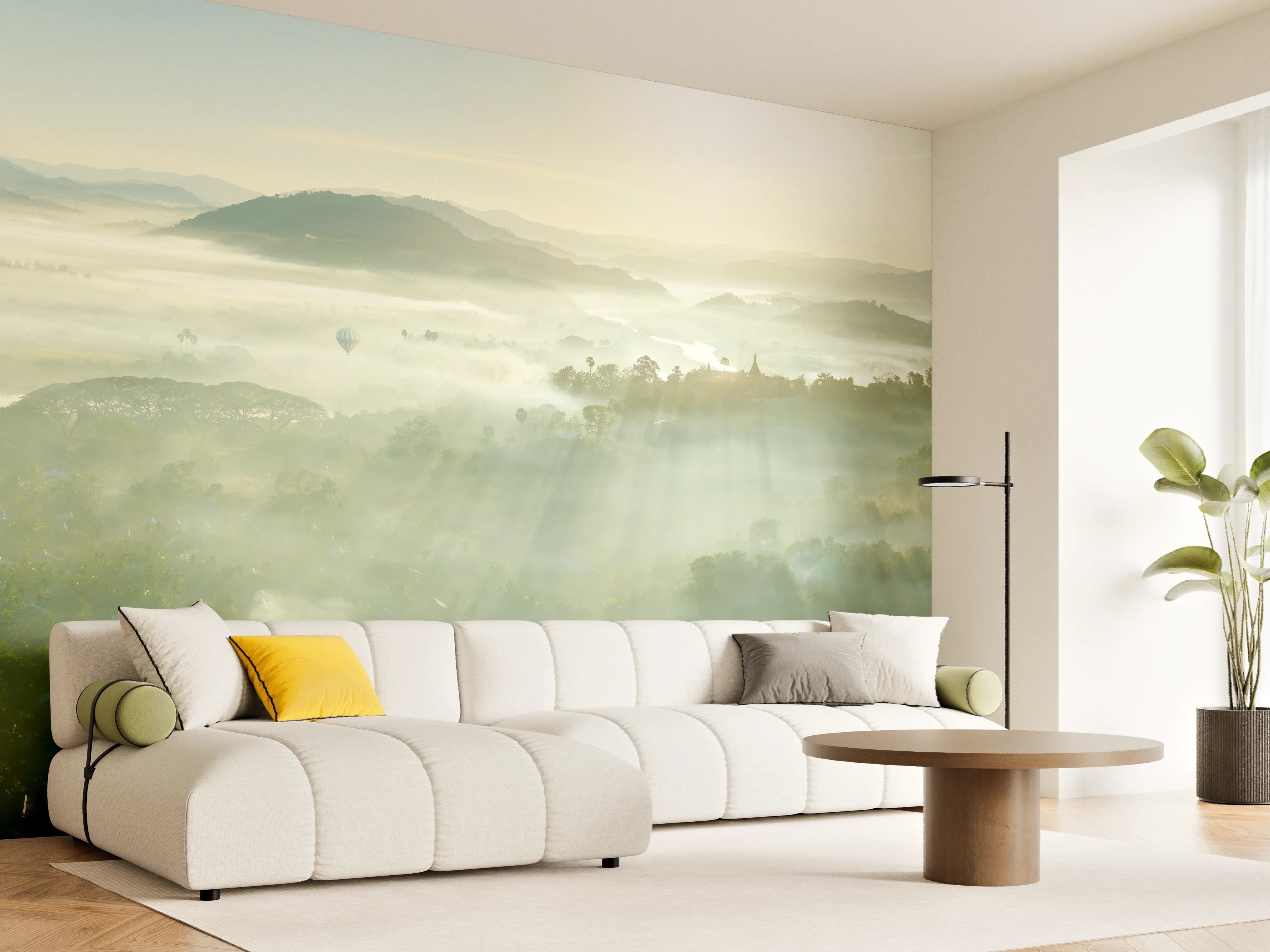 Wandverkleidung Wohnzimmer - Sonnenaufgang in den Bergen Myanmars