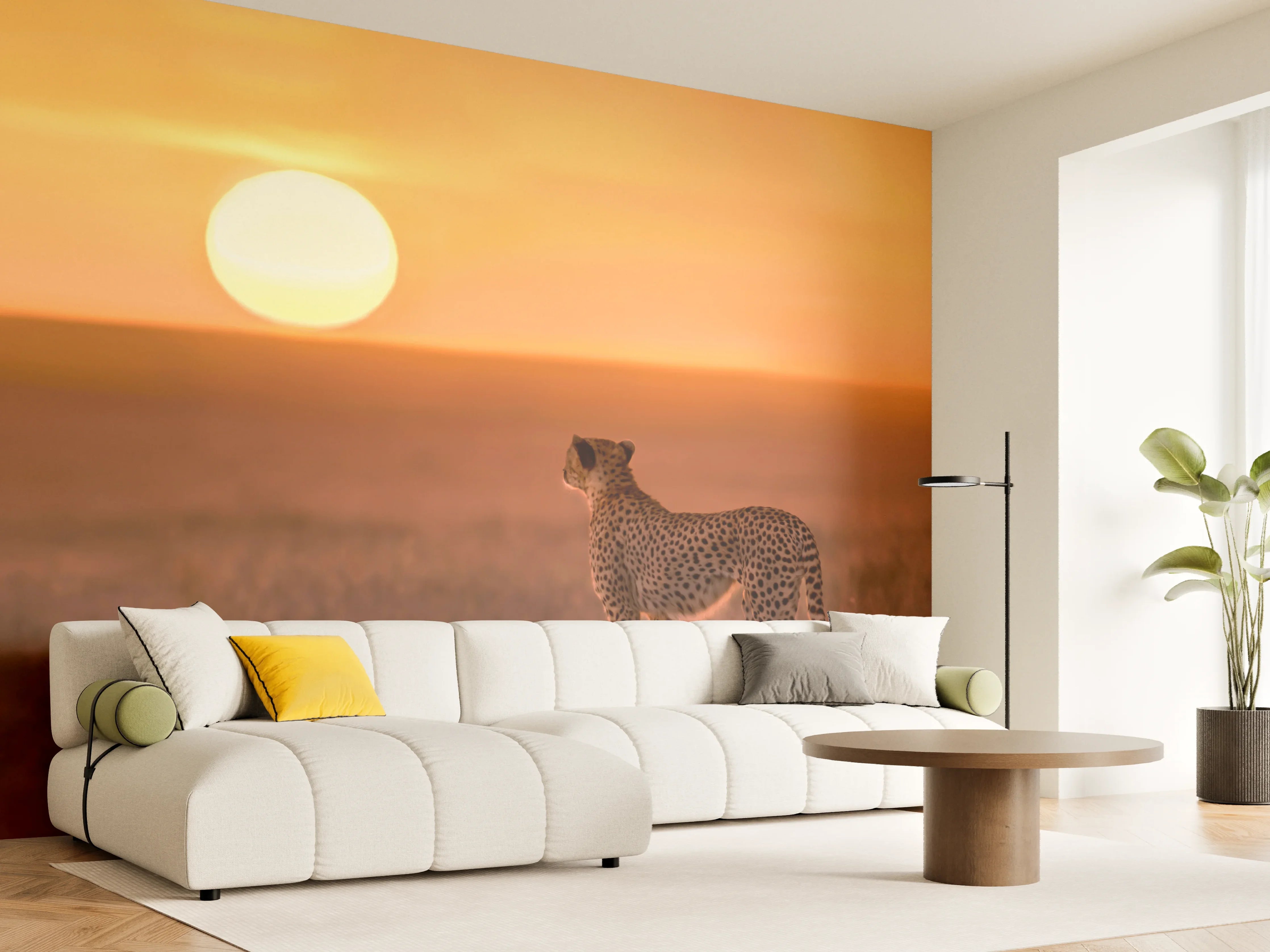 Wandverkleidung Wohnzimmer - Sonnenaufgang in der Savanne - Afrika