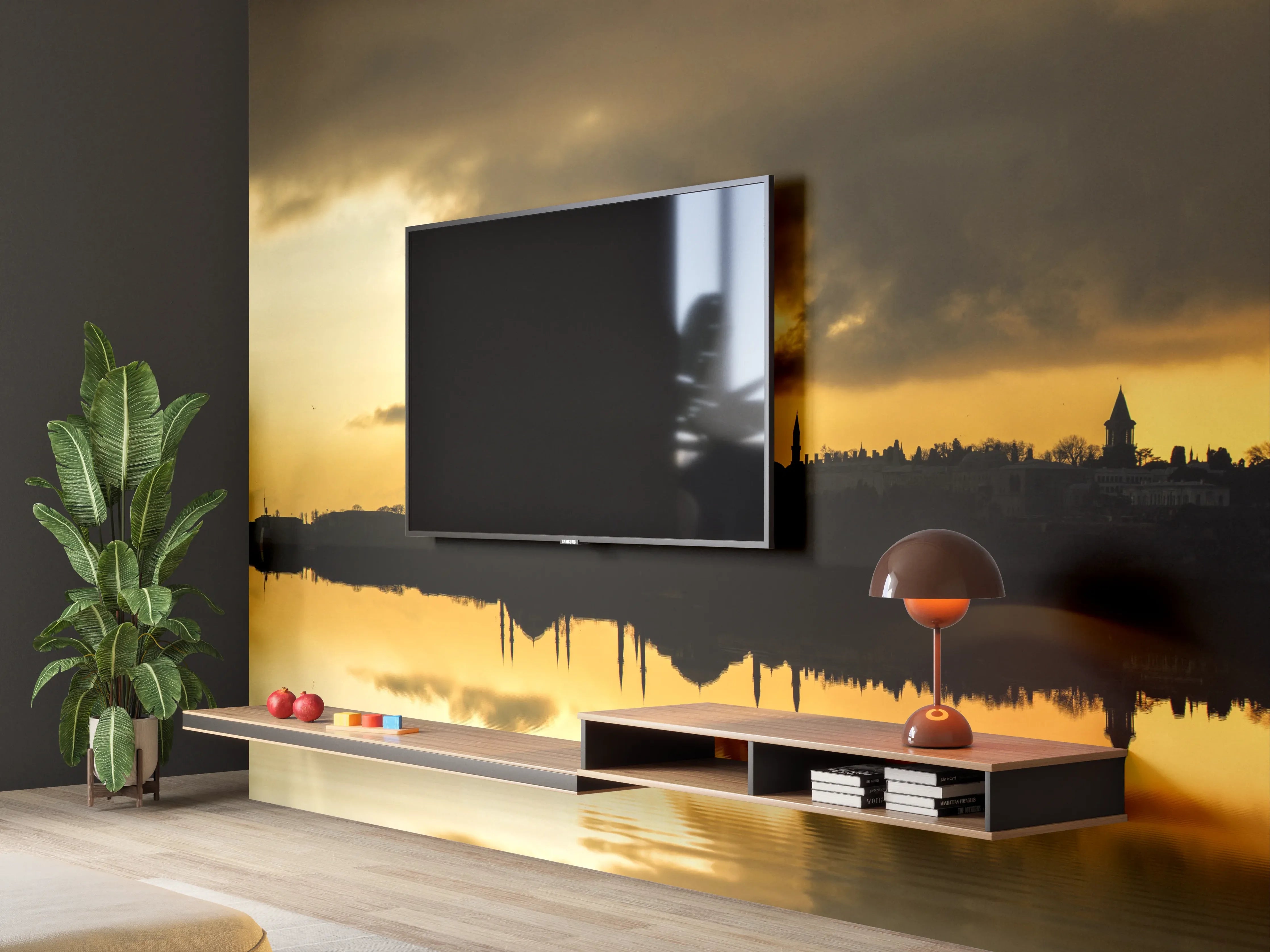 Wandverkleidung Wohnzimmer - Sonnenuntergang Istanbul - Kiz kulesi