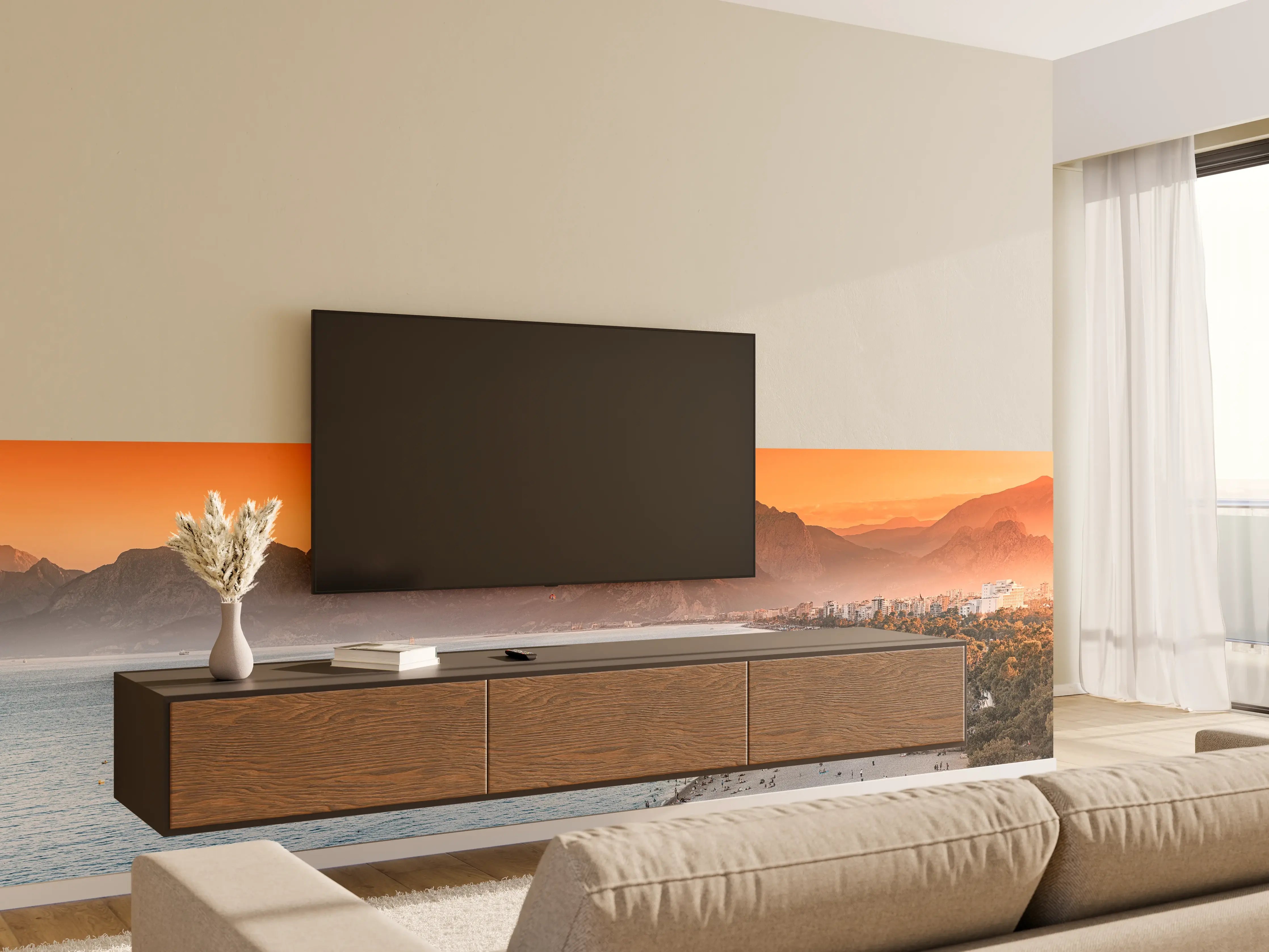 Wandverkleidung Wohnzimmer - Sonnenuntergang Konyaalti Strand Türkei