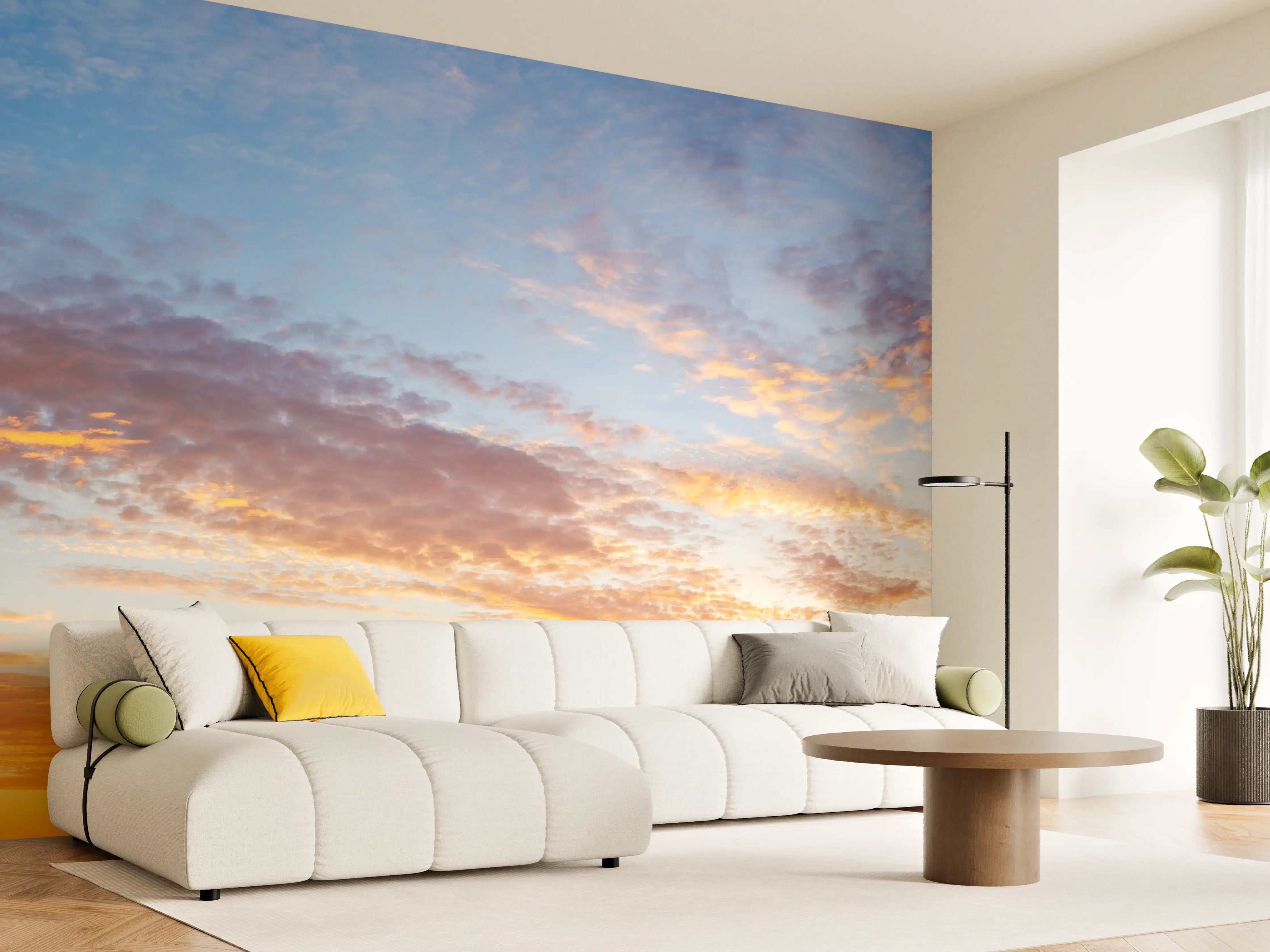 Wandverkleidung Wohnzimmer - Sonnenuntergang Panorama Blau-Orange